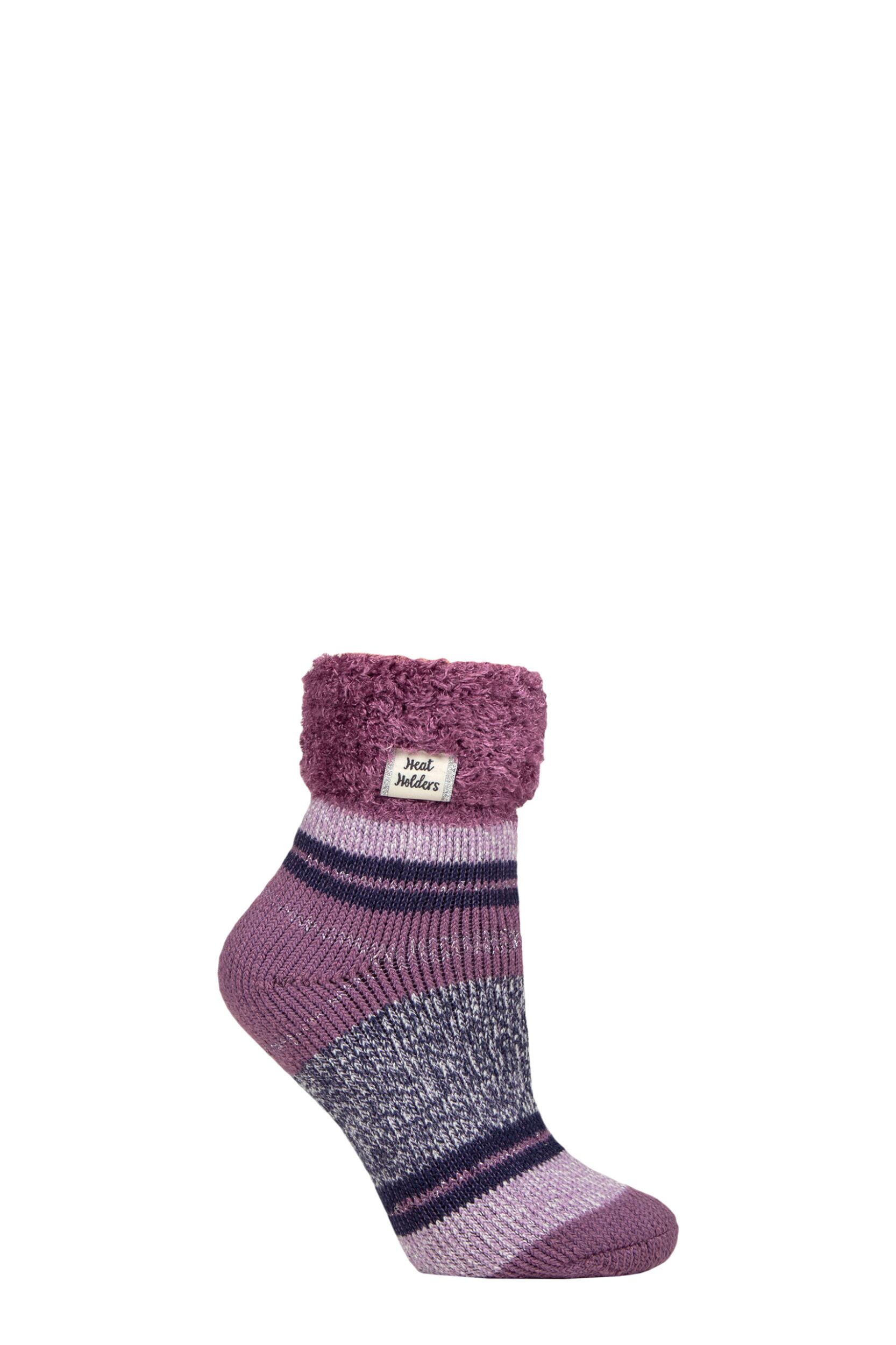 Women's 1 Pair Heat Holders Sleep Turn Over Cuff Socks Halda Mulberry 4-8