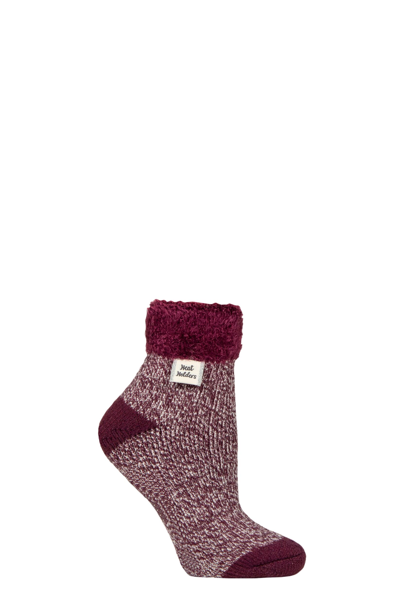 Women's 1 Pair Heat Holders Sleep Feather Top Socks Cabernet 4-8