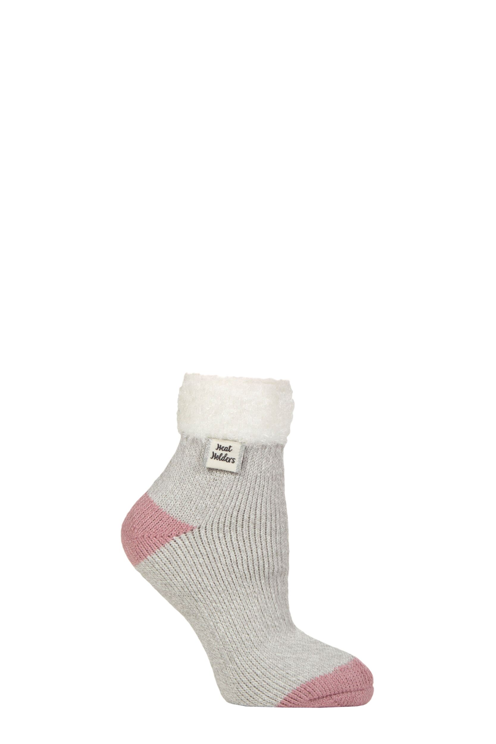 Women's 1 Pair Heat Holders Sleep Feather Top Socks Silver Twist / Rose Blush 4-8