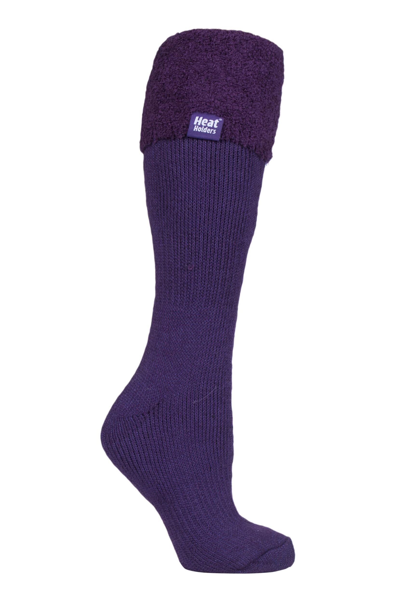 1 Pair Purple Wellington Boot Thermal Socks Ladies 4-8 Ladies - Heat Holders