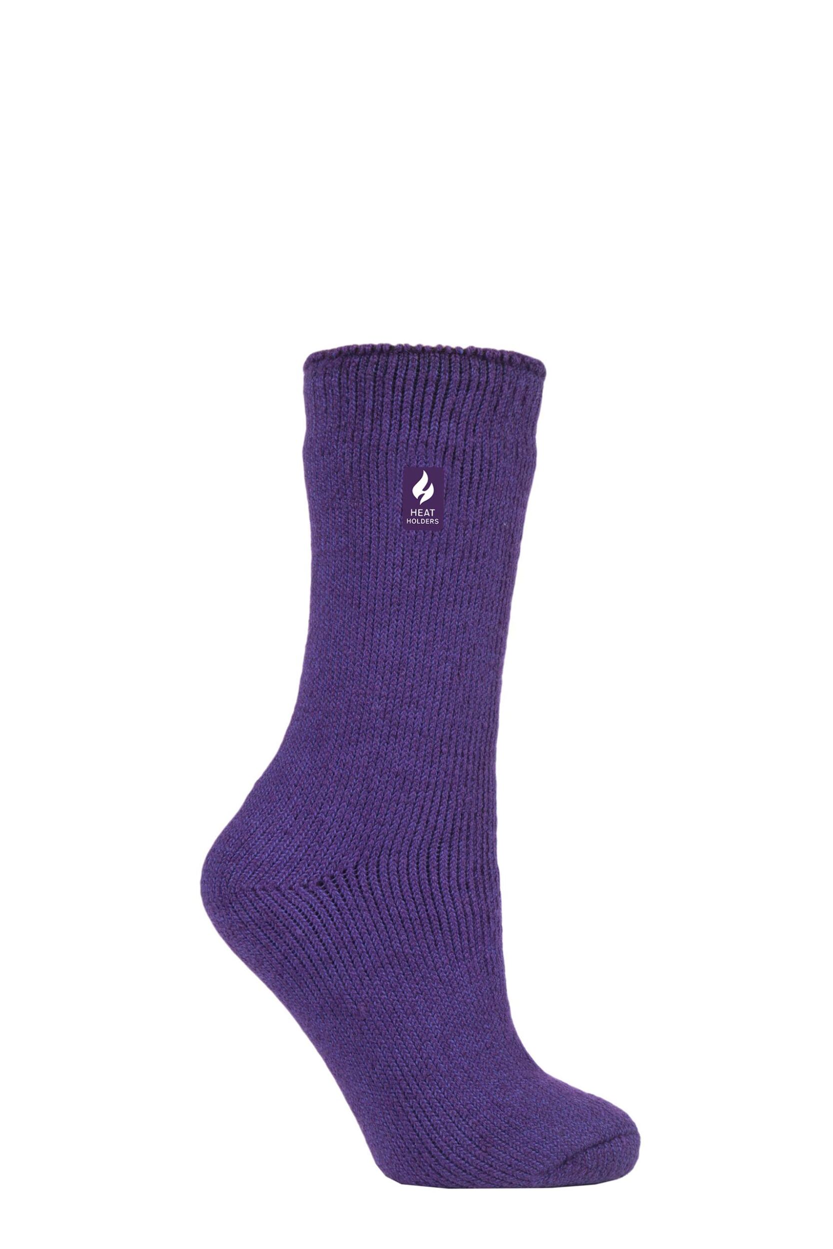 Image of Women's 1 Pair SOCKSHOP Original Heat Holders 2.3 TOG Thermal Socks Purple 4-8 Ladies