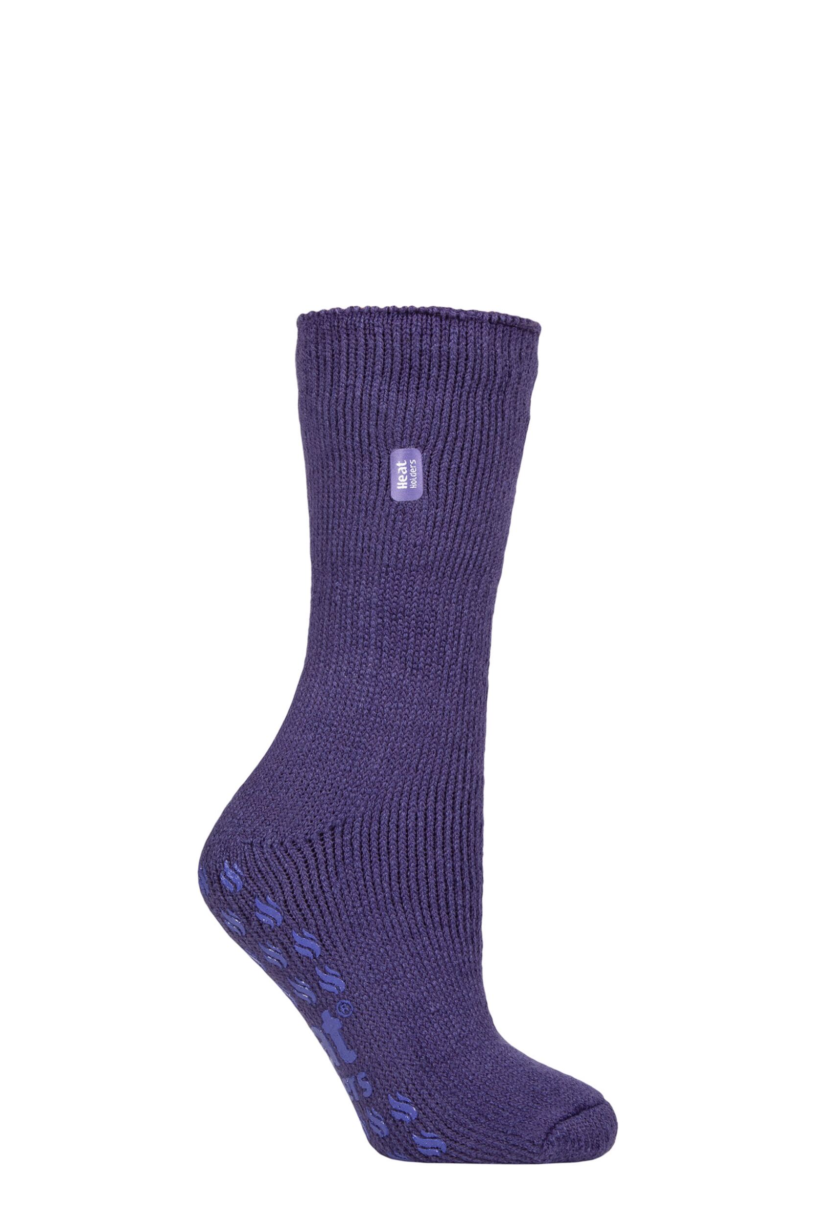 Women’s 1 Pair SOCKSHOP Heat Holders 2.3 TOG Plain Thermal Slipper Socks Lavender