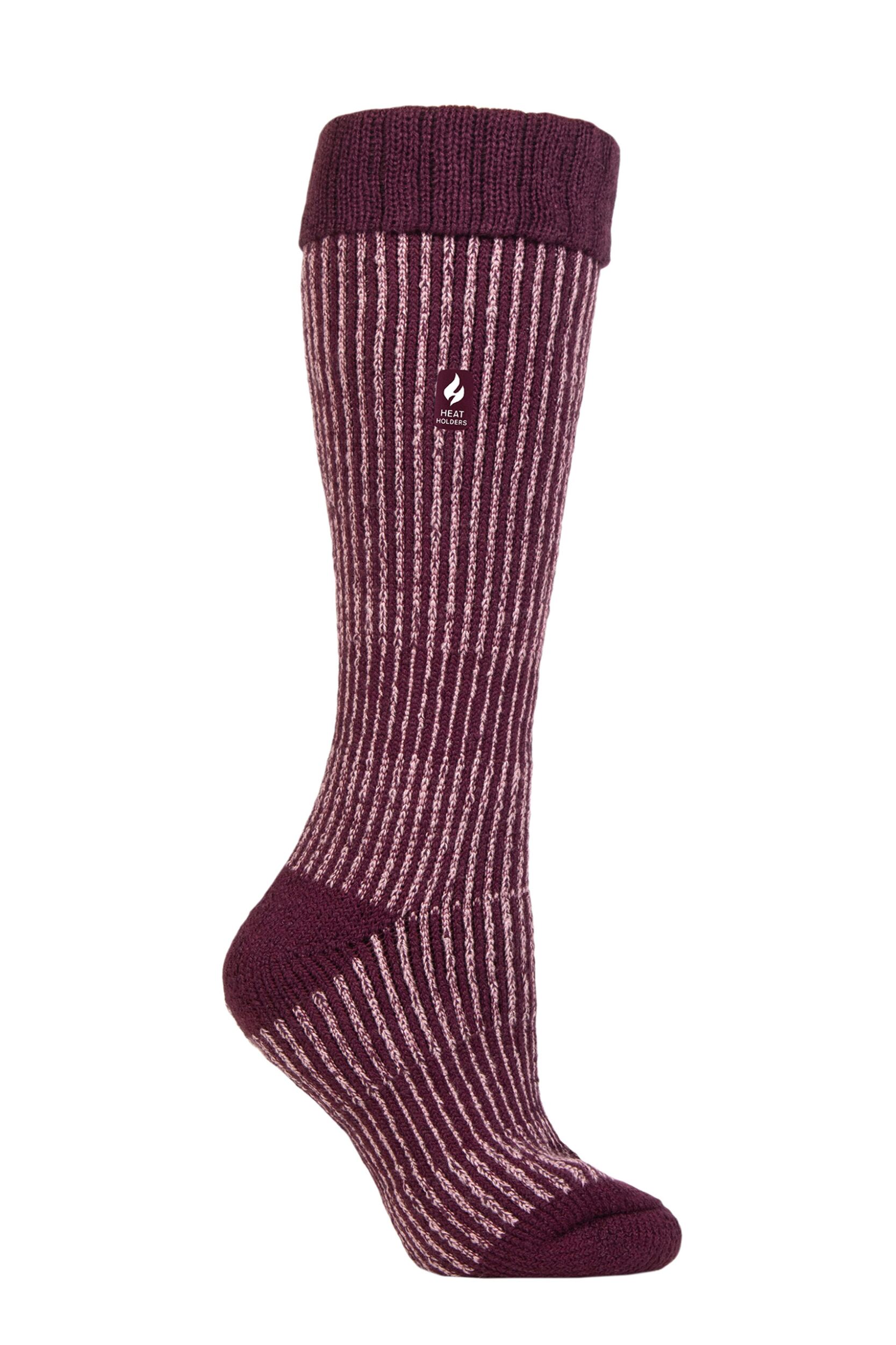 Women's 1 Pair SOCKSHOP Heat Holders 2.3 TOG Thermal Boot Socks Cabernet 4-8