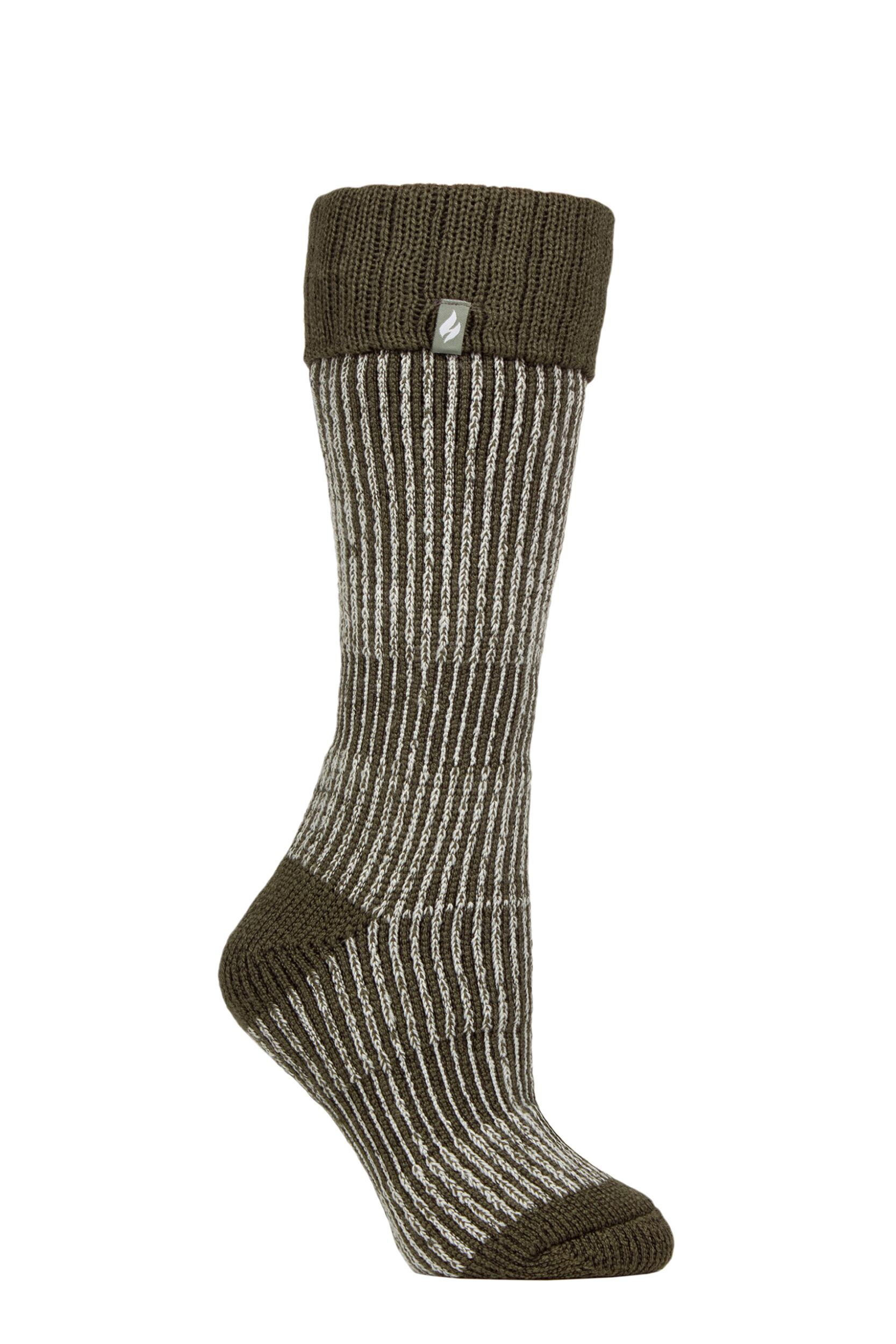 Women's 1 Pair SOCKSHOP Heat Holders 2.3 TOG Thermal Boot Socks Olive 4-8 Ladies