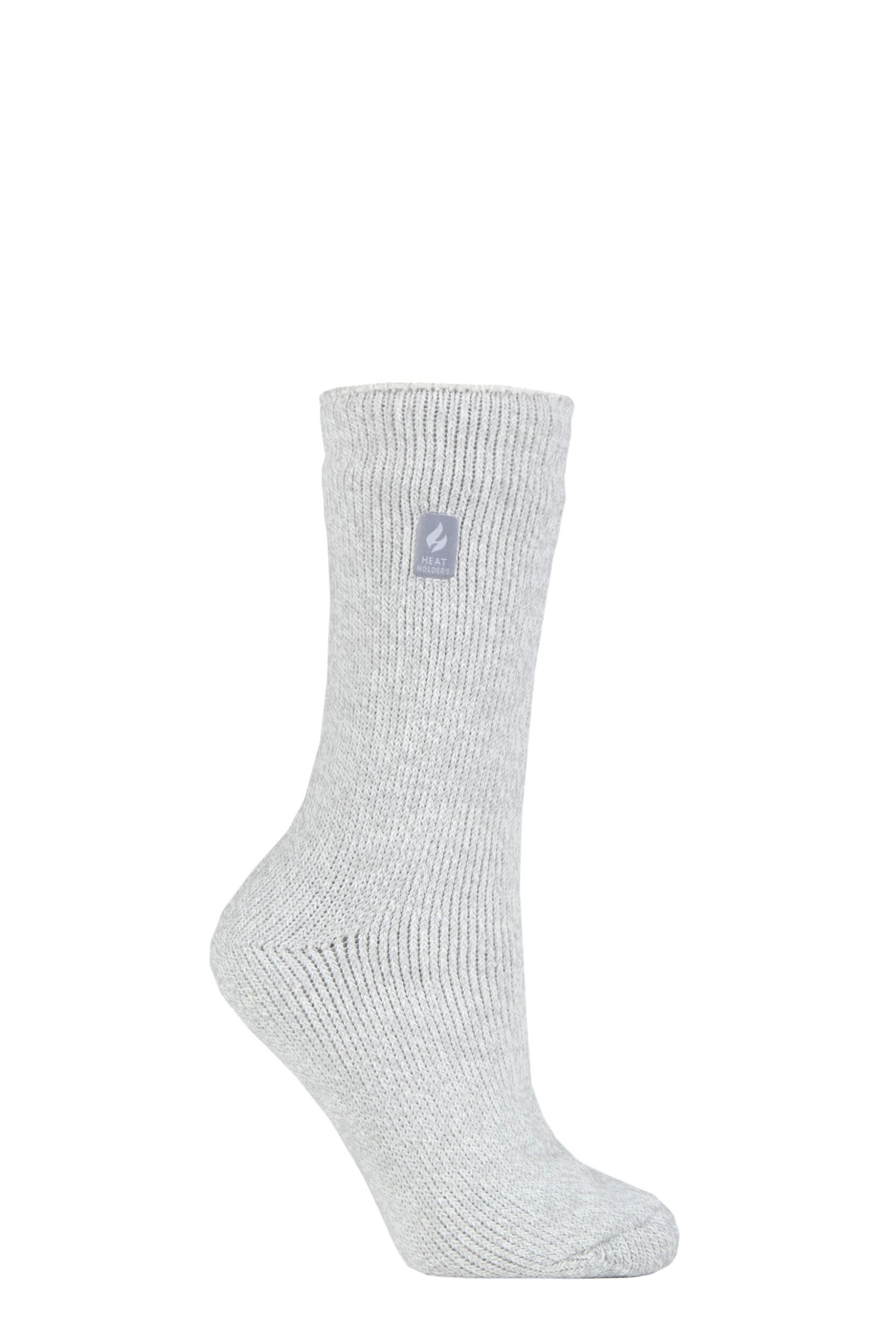 Image of Women's 1 Pair SOCKSHOP Original Heat Holders 2.3 TOG Thermal Socks Silver Grey 4-8 Ladies