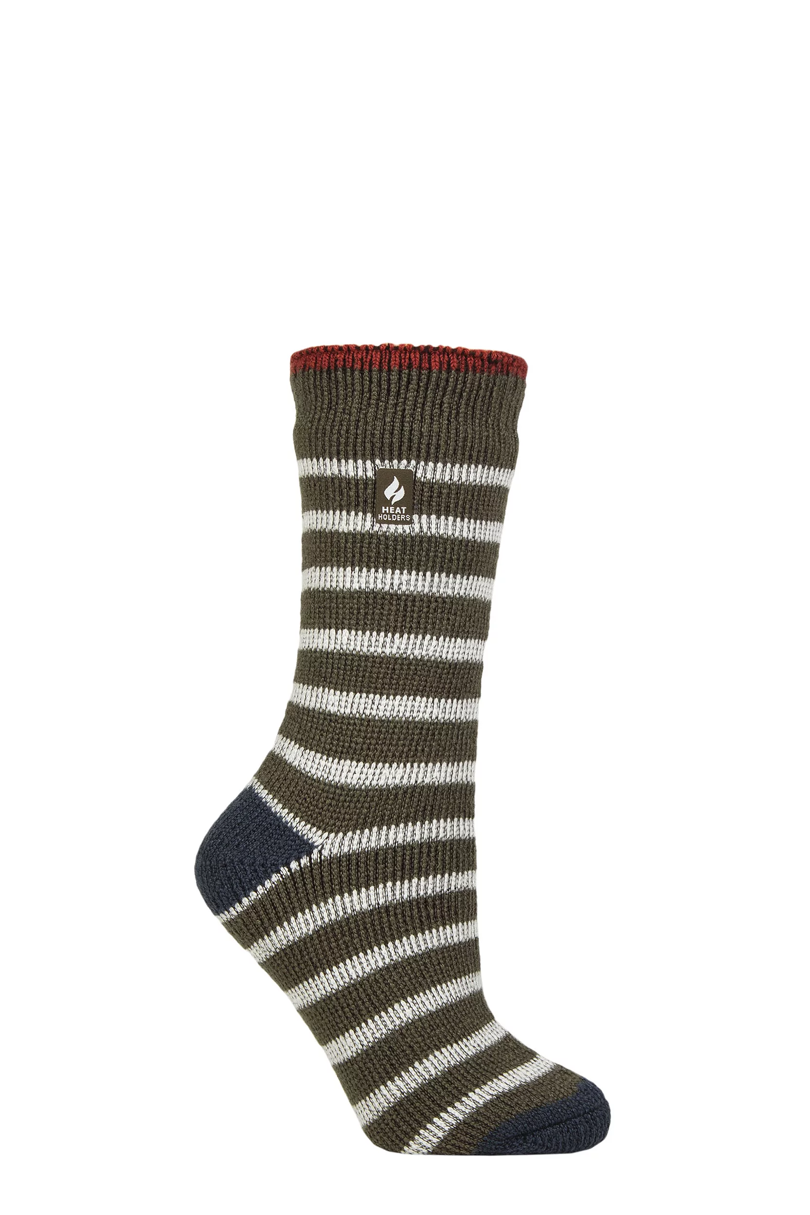 Women's 1 Pair SOCKSHOP Heat Holders 2.3 TOG Patterned Thermal Socks Amara Olive / Blue Sapphire 4