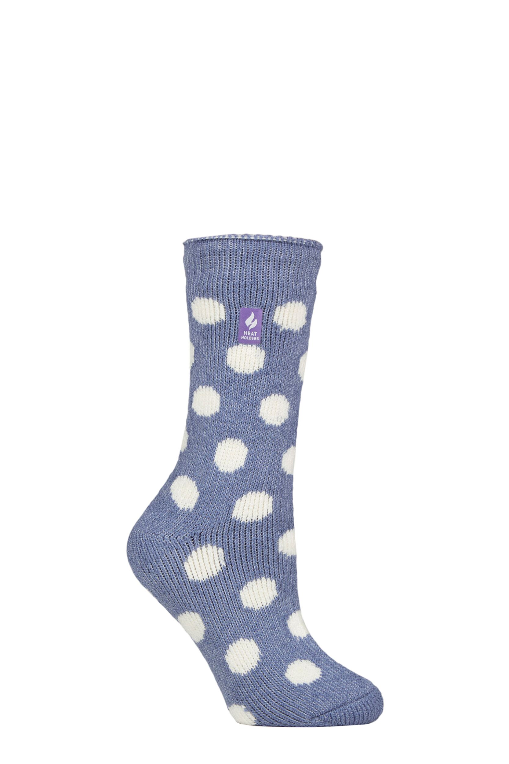 Women's 1 Pair SOCKSHOP Heat Holders 2.3 TOG Patterned Thermal Socks Bold Spot Denim 4-8