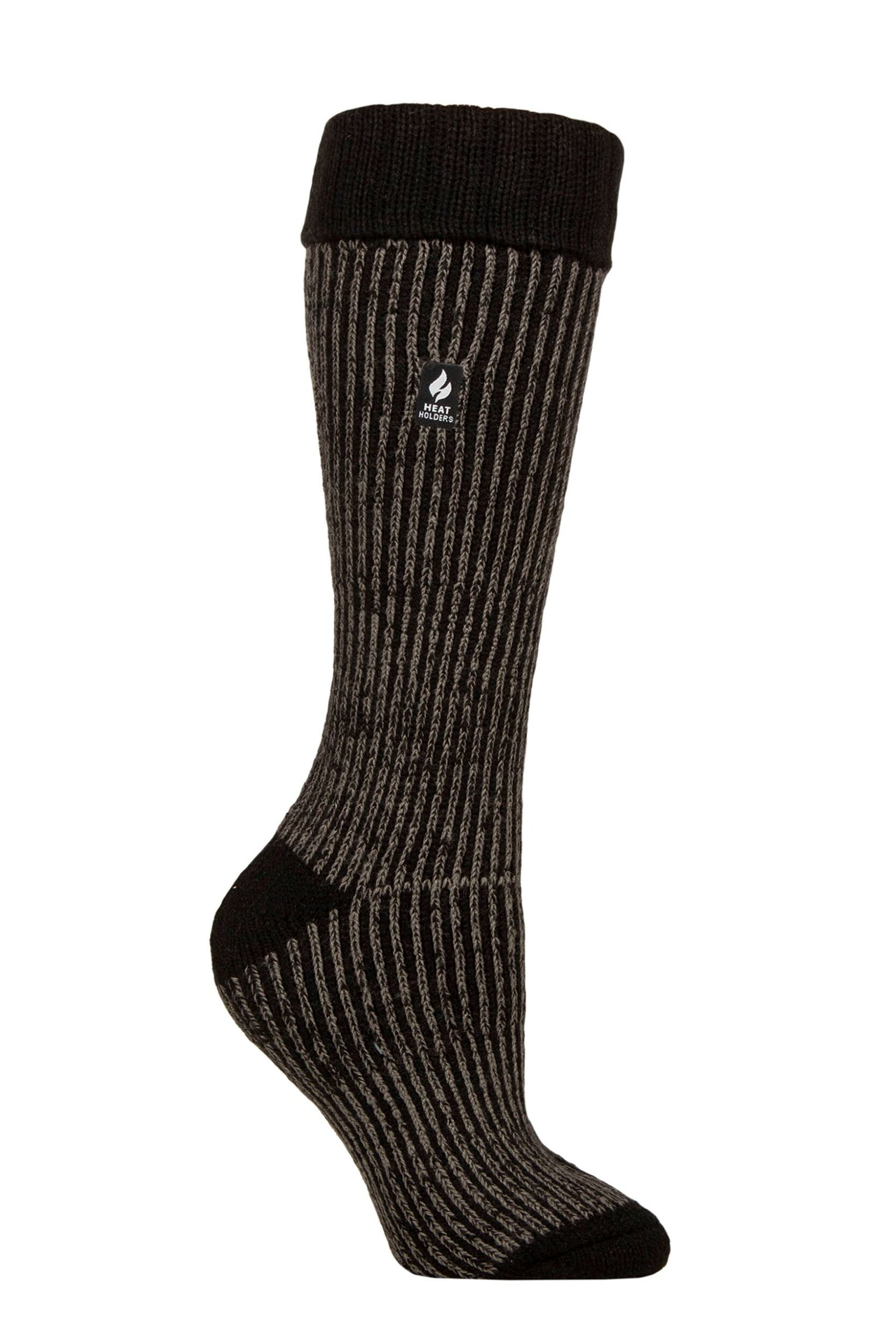 Women's 1 Pair SOCKSHOP Heat Holders 2.3 TOG Thermal Boot Socks Black 4-8 Ladies
