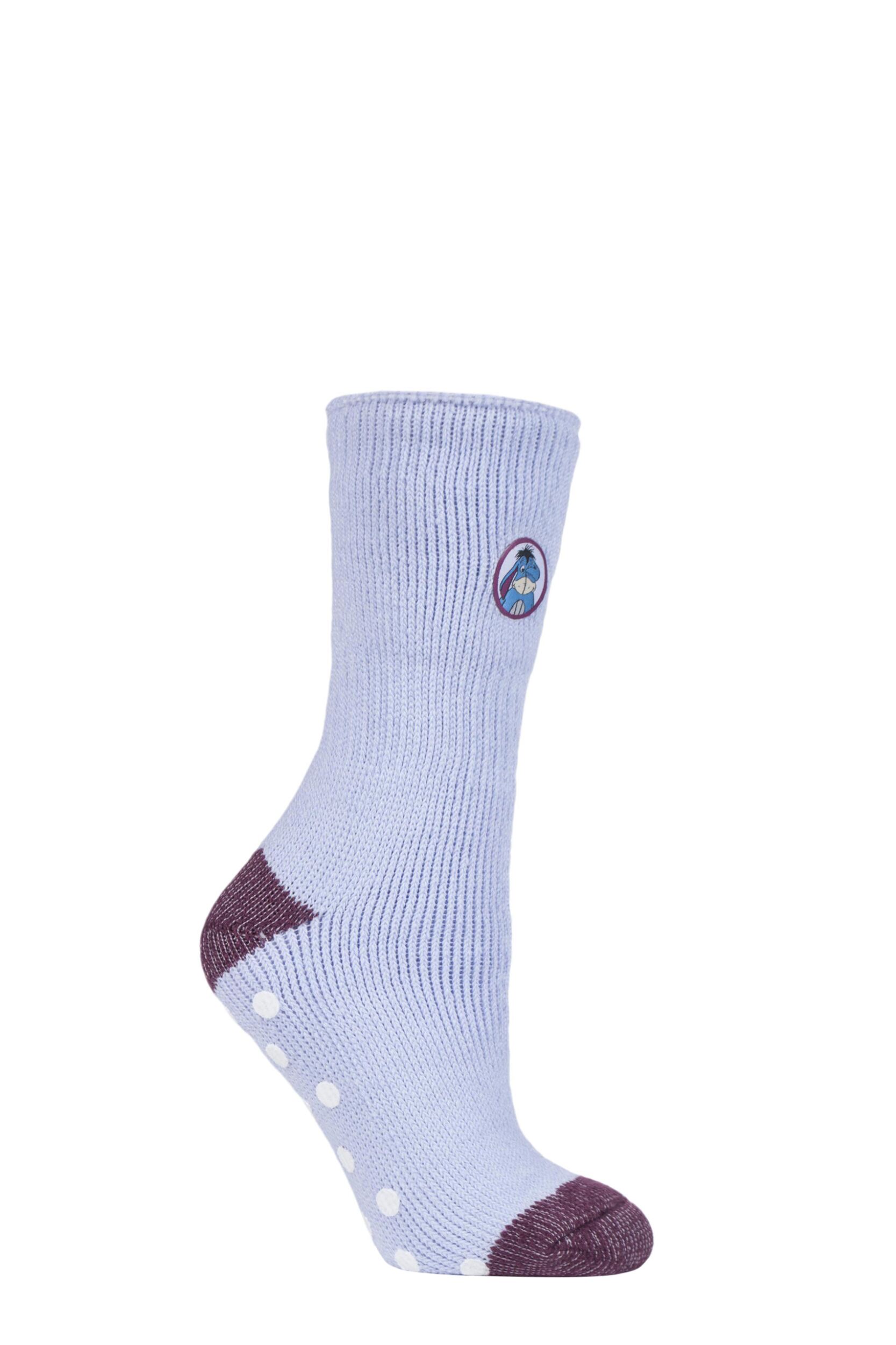 1 Pair Lilac Disney's Eeyore Slipper Socks Ladies 4-8 Ladies - Heat Holders