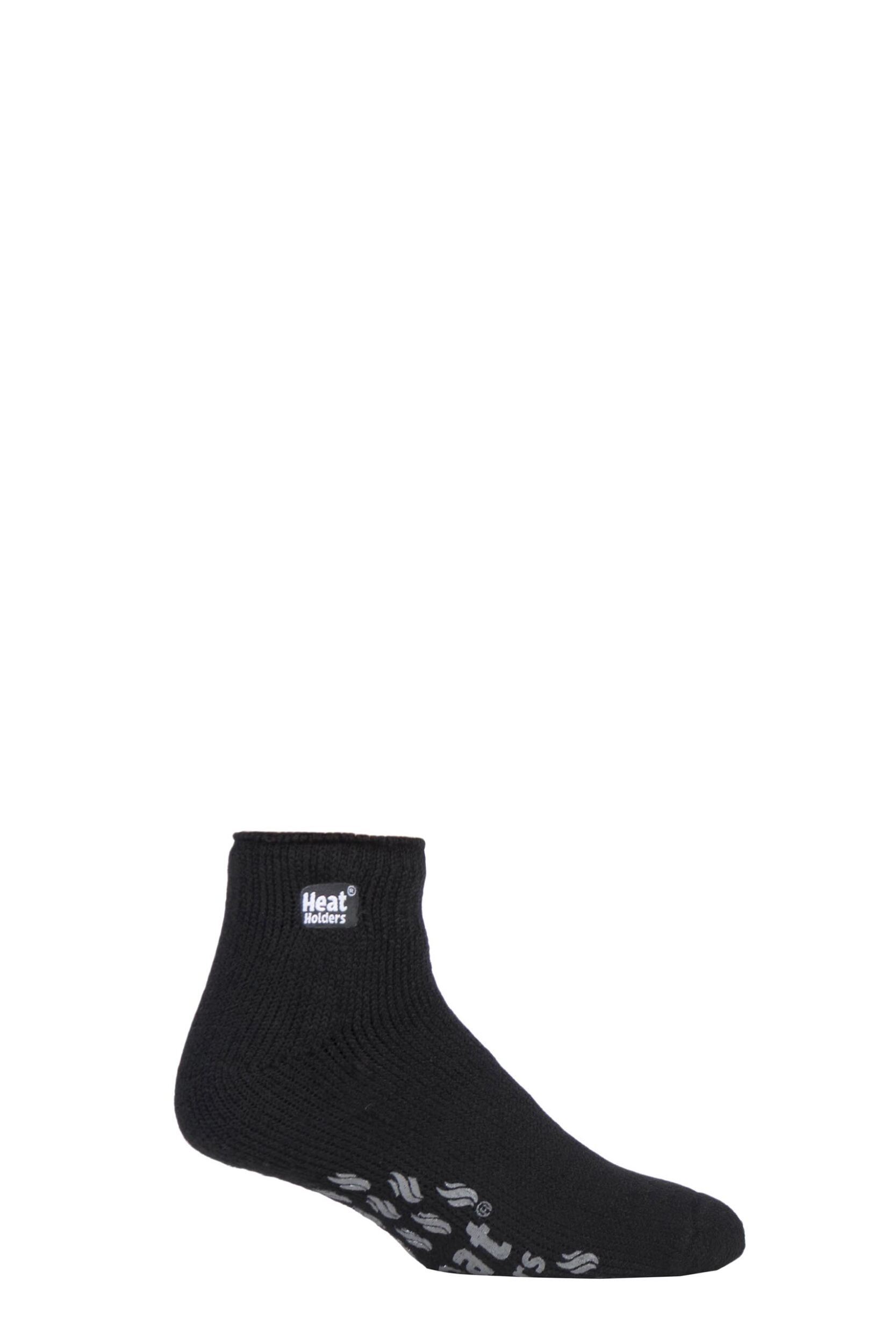 1 Pair Black Slipper Thermal Ankle Slipper Socks Men's 6-11 Mens - Heat Holders