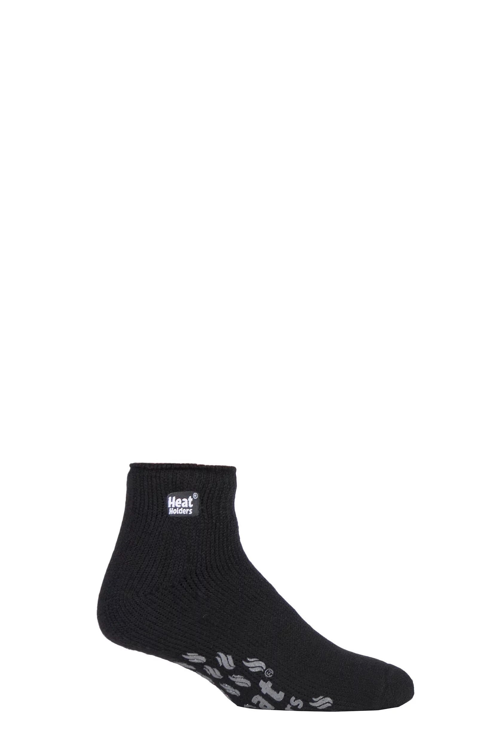 1 Pair Black Slipper Thermal Ankle Slipper Socks Men's 6-11 Mens - Heat Holders