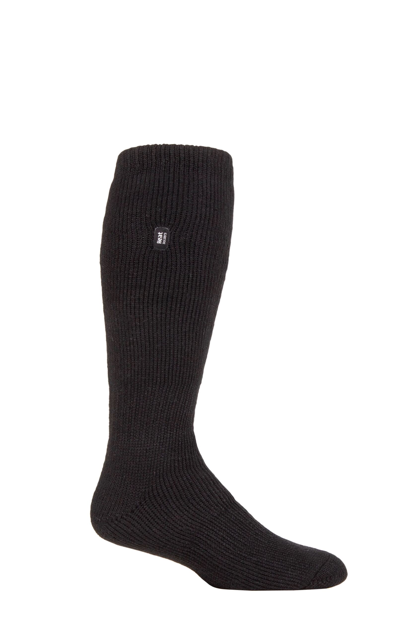 1 Pair Black Long Thermal Socks Men's 6-11 Mens - Heat Holders