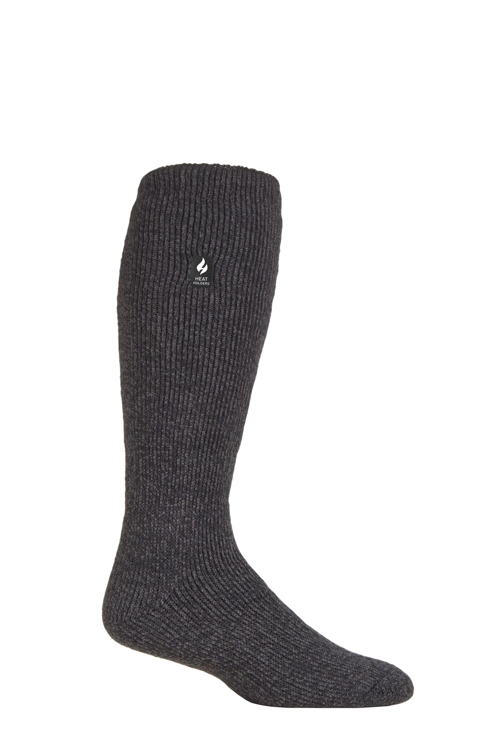 1 Pair Charcoal Long Thermal Socks Men's 6-11 Mens - Heat Holders