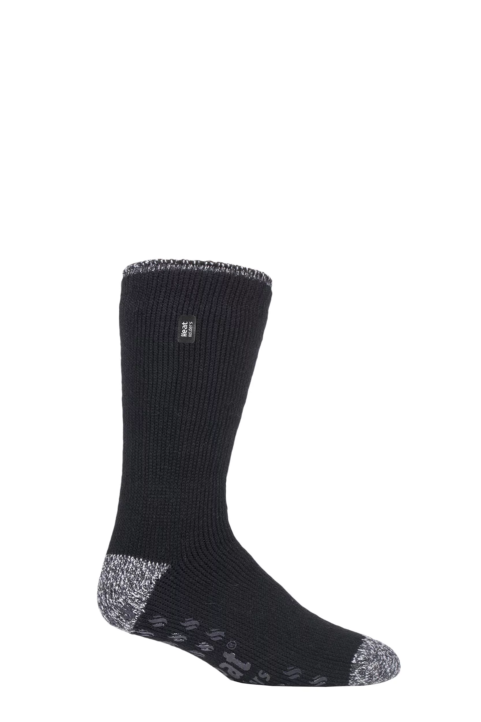 Mens 1 Pair SOCKSHOP Heat Holders 2.3 TOG Plain and Patterned Slipper Socks Twist Heel & Toe Black 6-11 Mens