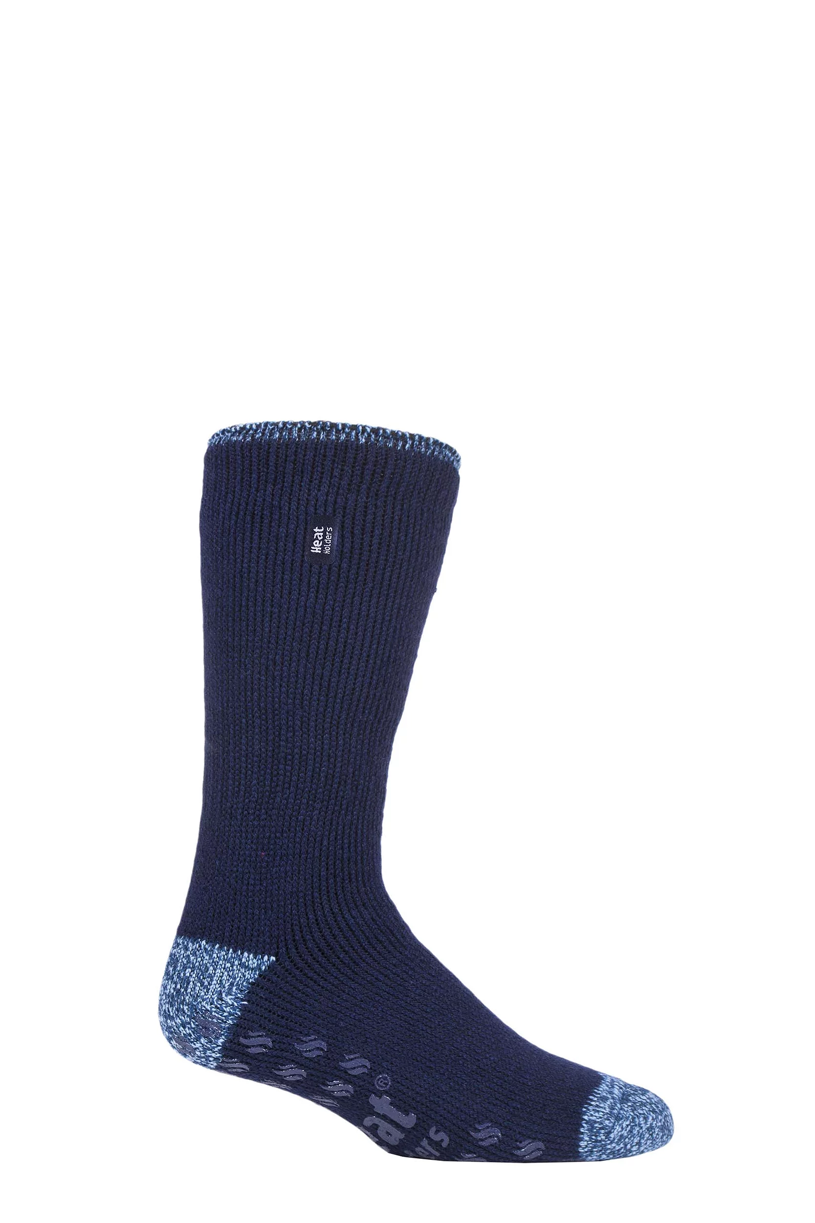 Mens 1 Pair SOCKSHOP Heat Holders 2.3 TOG Plain and Patterned Slipper Socks Twist Heel & Toe Navy 6-11 Mens
