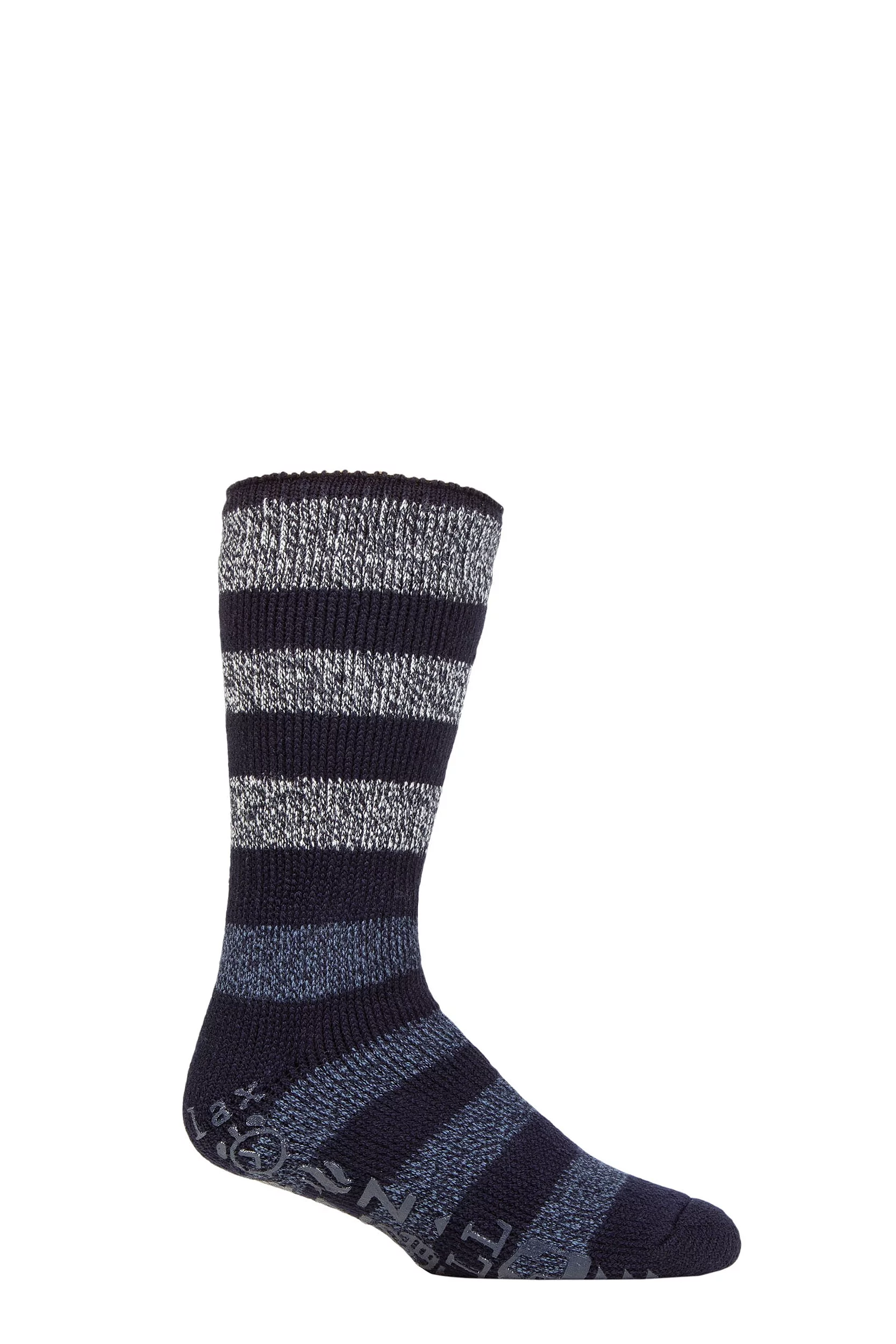 Mens 1 Pair SOCKSHOP Heat Holders Colden Lounge Socks Navy / Denim Stripe 6-11 Mens