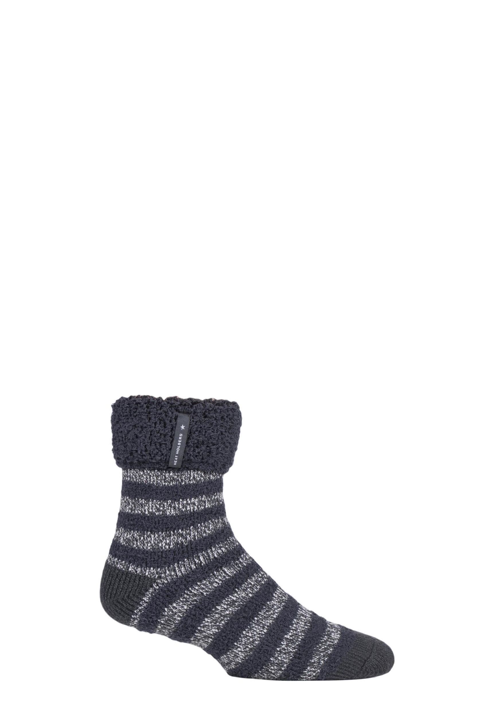 1 Pair Charcoal Stripe Olwen Sleep Socks Men's 6-11 Mens - Heat Holders