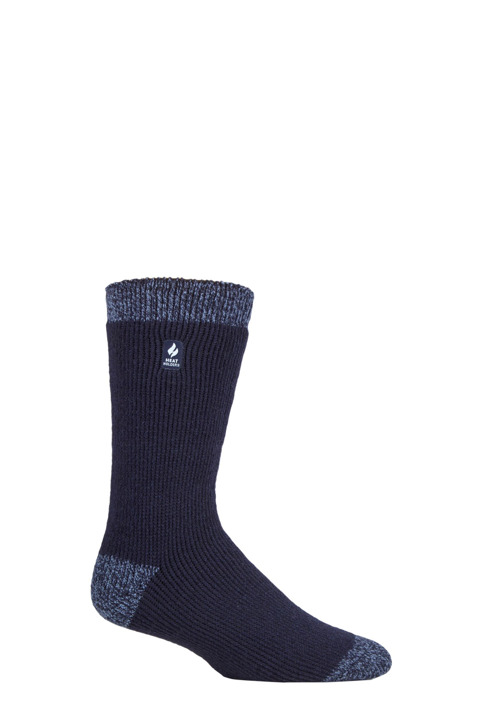 Mens 1 Pair SOCKSHOP Heat Holders 2.3 TOG Patterned and Plain Thermal Socks Berlin Heel & Toe Navy 6-11 Mens
