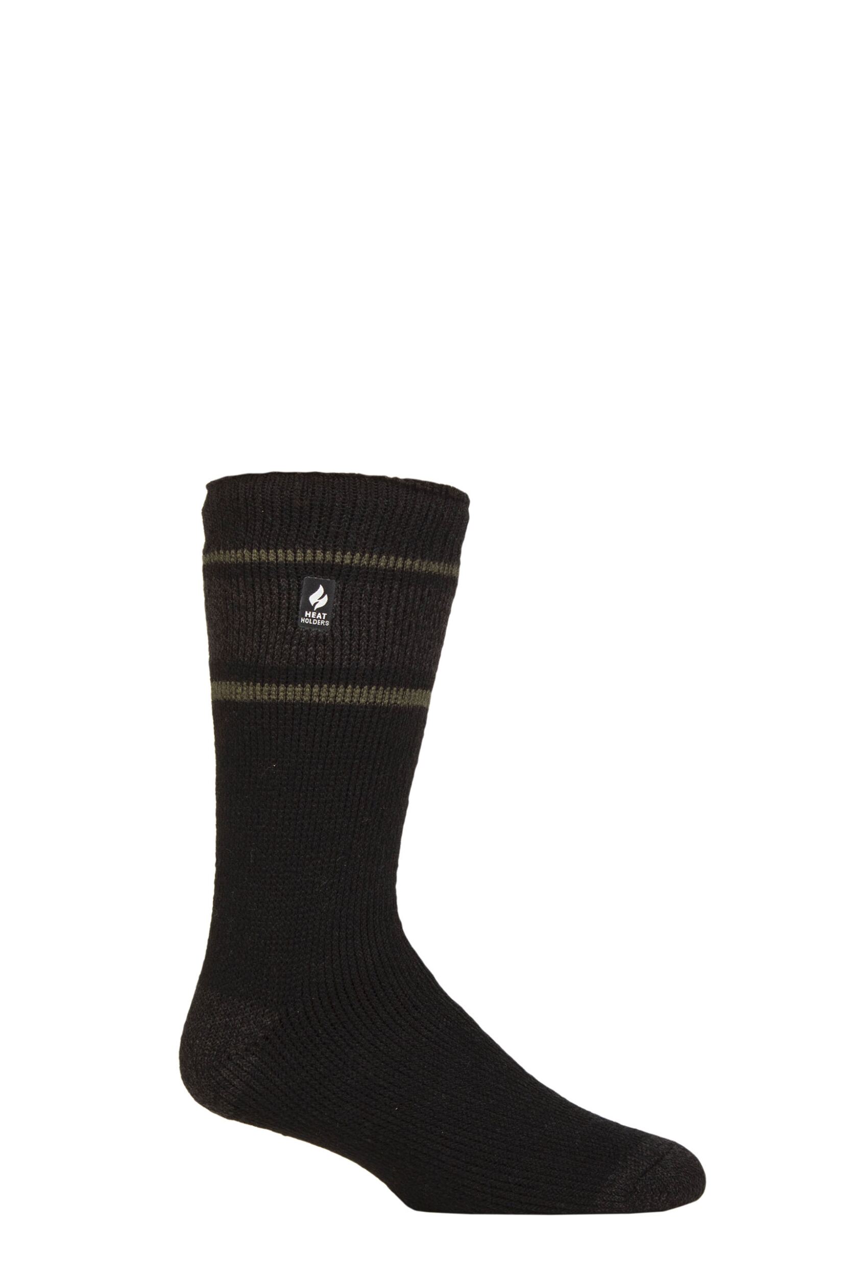 Mens 1 Pair SOCKSHOP Heat Holders 2.3 TOG Patterned and Plain Thermal Socks Fraser Black / Charcoal 6-11