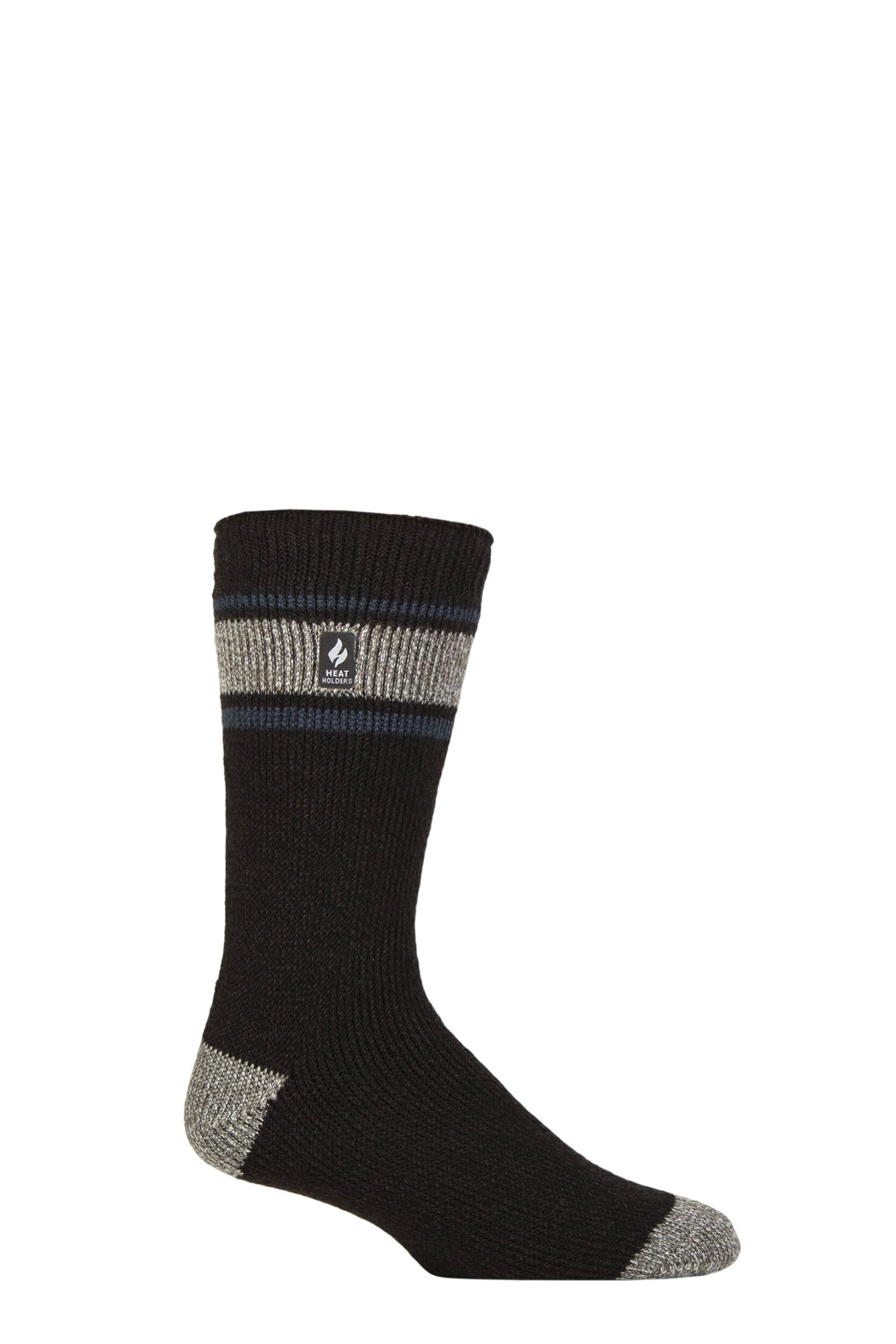 Mens 1 Pair SOCKSHOP Heat Holders 2.3 TOG Patterned and Plain Thermal Socks Fraser Charcoal / Mid Grey 6-11