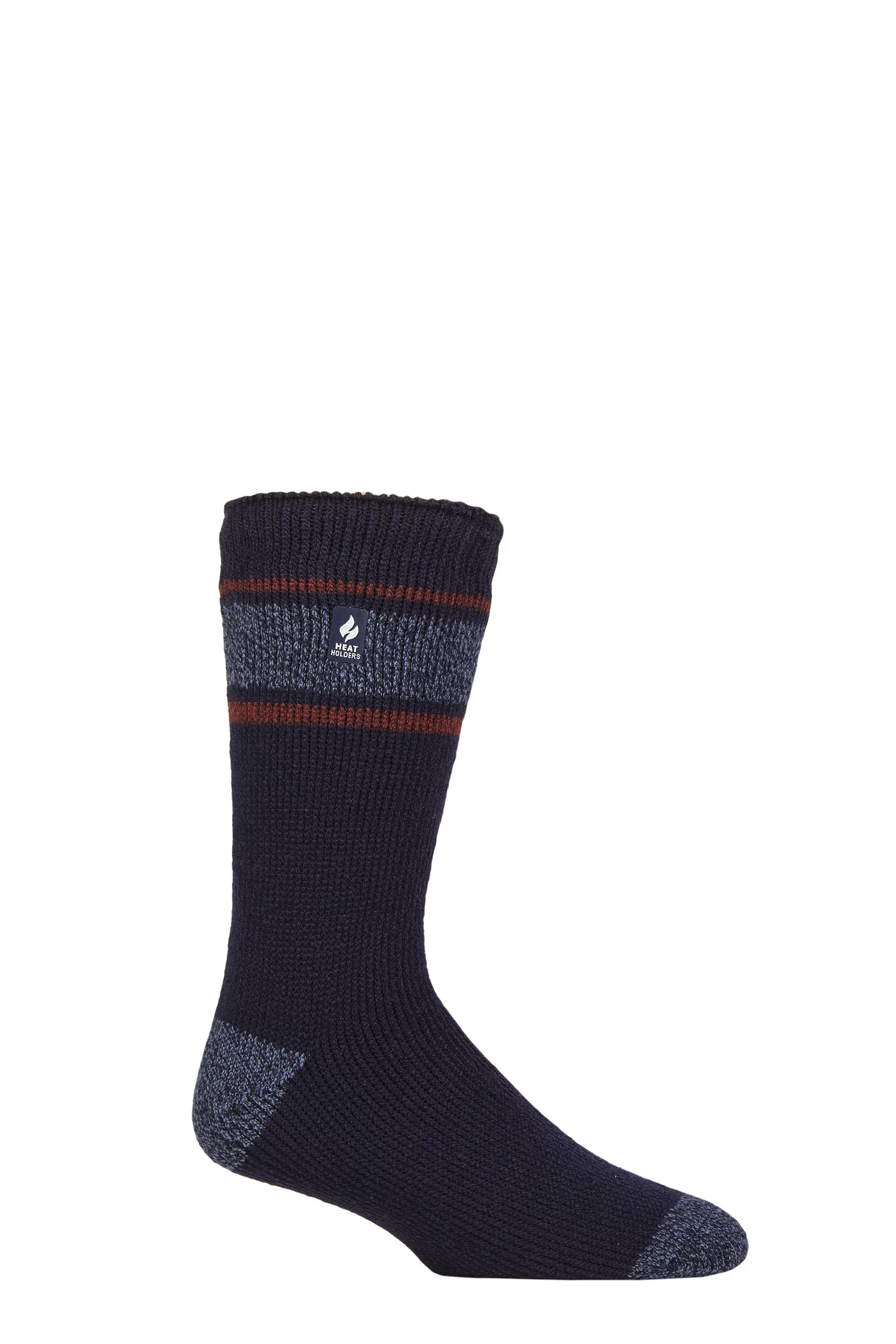 Mens 1 Pair SOCKSHOP Heat Holders 2.3 TOG Patterned and Plain Thermal Socks Fraser Navy / Denim 6