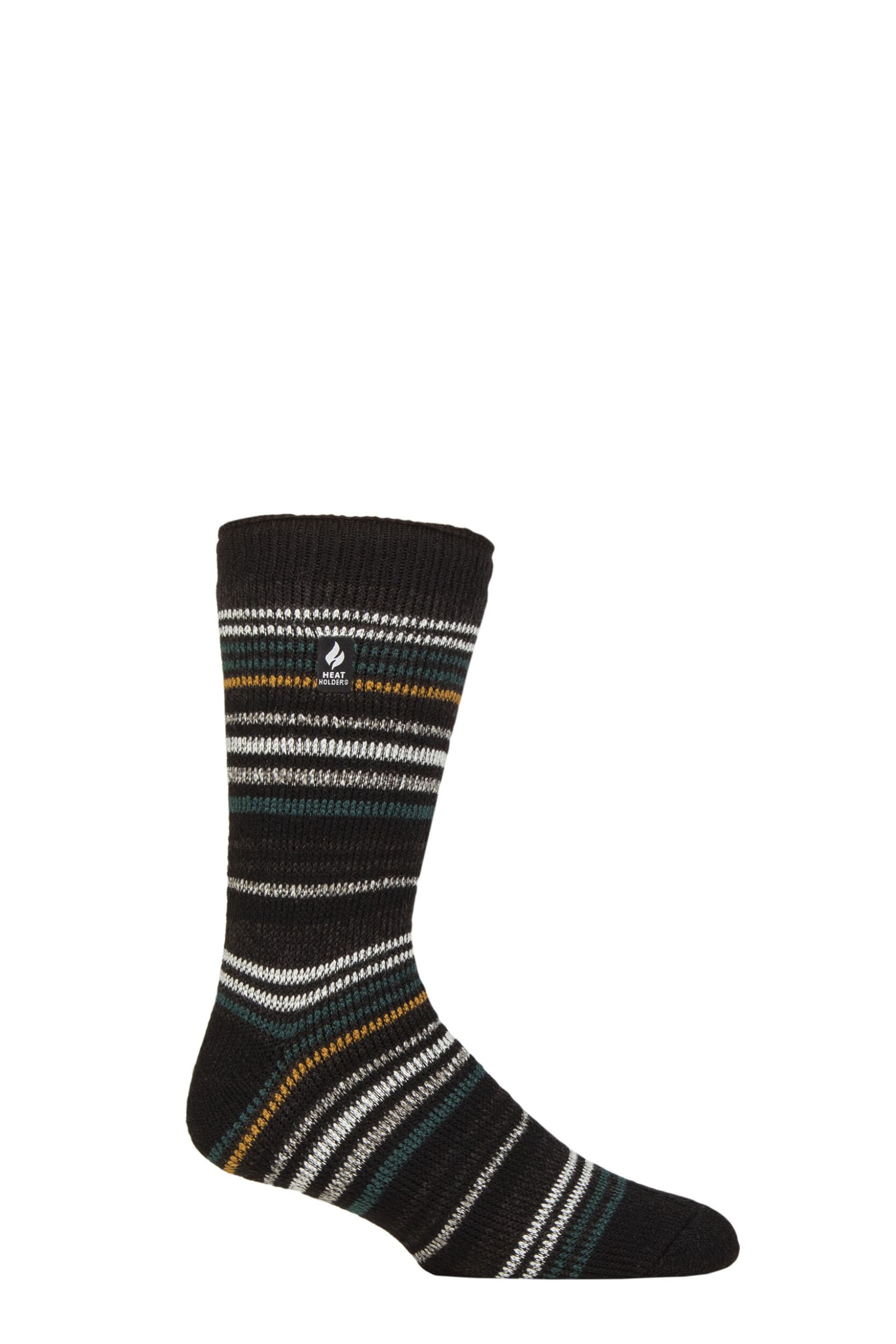 Image of Mens 1 Pair SOCKSHOP Heat Holders 2.3 TOG Patterned and Plain Thermal Socks Astana Black / Charcoal 6-11
