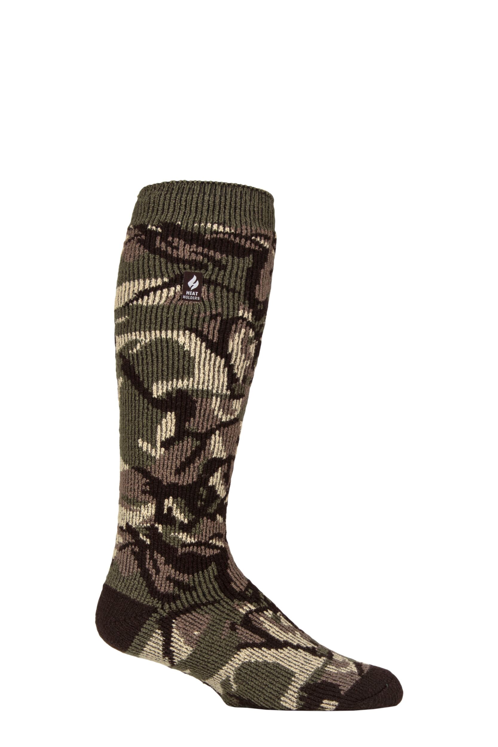 Image of Mens 1 Pair SOCKSHOP Heat Holders 2.3 TOG Original Patterned Long Socks Military Camo 6-11