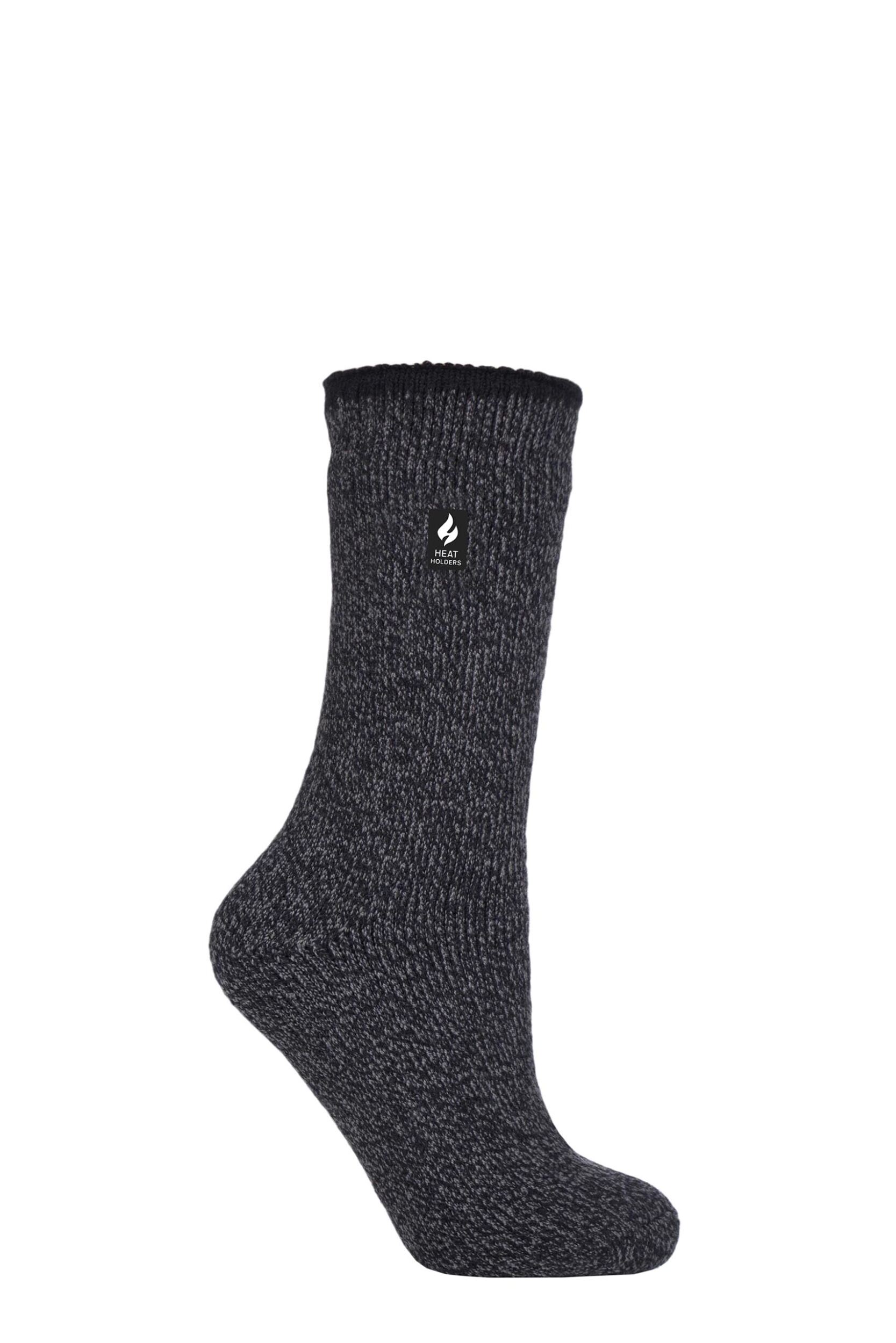 Women's 1 Pair SOCKSHOP Heat Holders 2.9 TOG Merino Wool Socks Black 4-8 Ladies