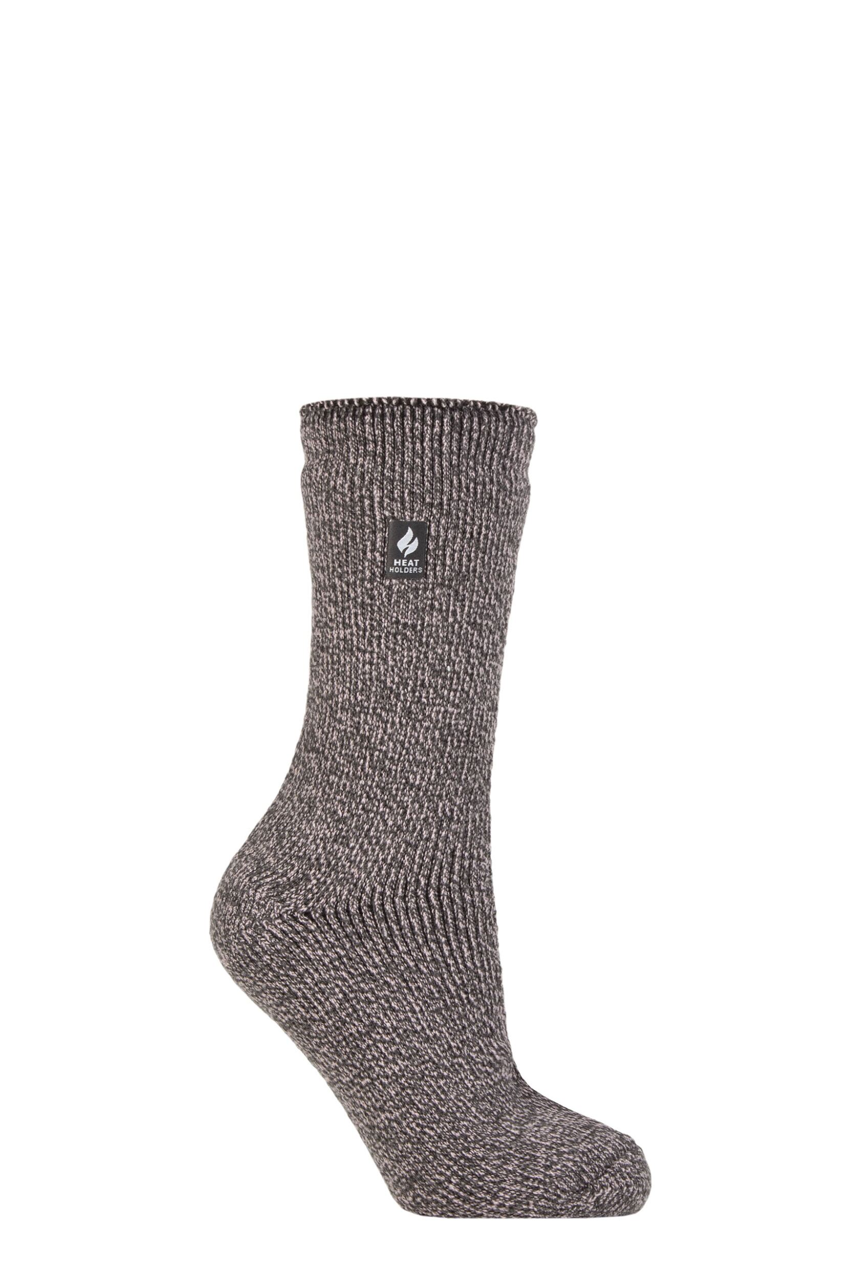 Women's 1 Pair SOCKSHOP Heat Holders 2.9 TOG Merino Wool Socks Dusky Pink / Grey Twist 4-8