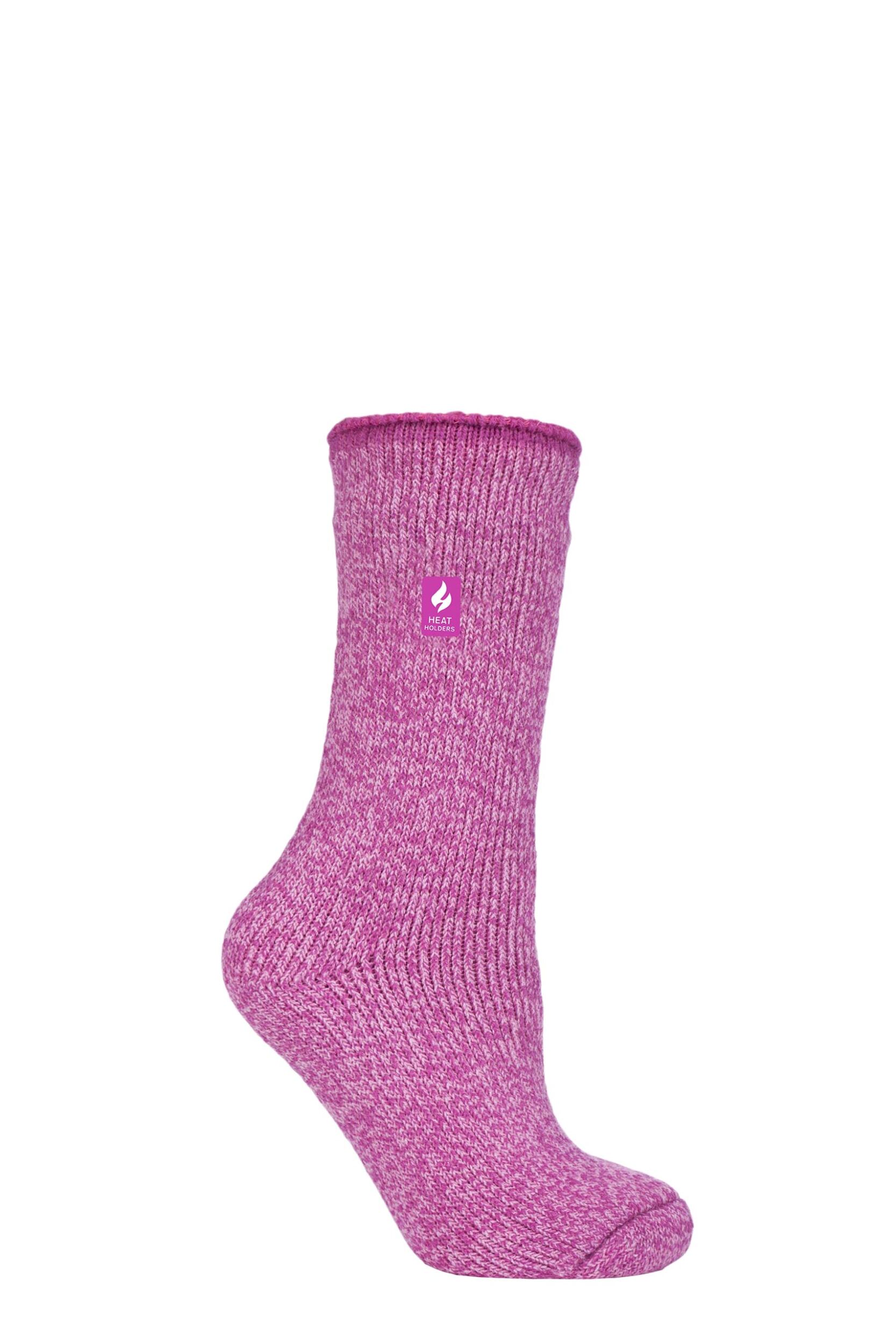 Women's 1 Pair SOCKSHOP Heat Holders 2.9 TOG Merino Wool Socks Pink 4-8 Ladies