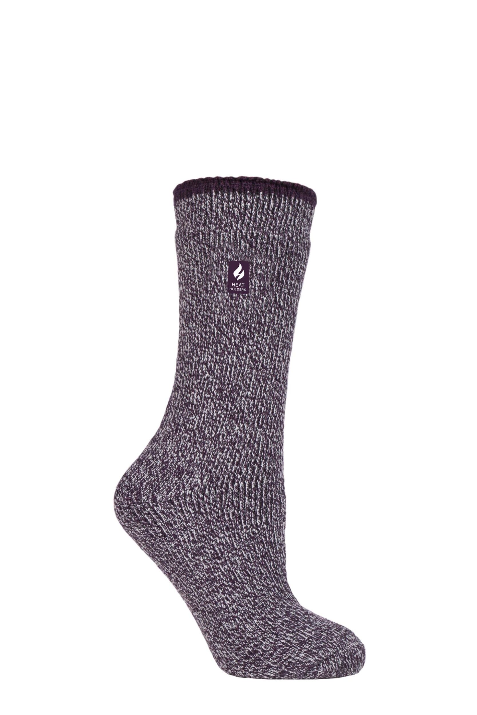 Women's 1 Pair SOCKSHOP Heat Holders 2.9 TOG Merino Wool Socks Wine 4-8 Ladies