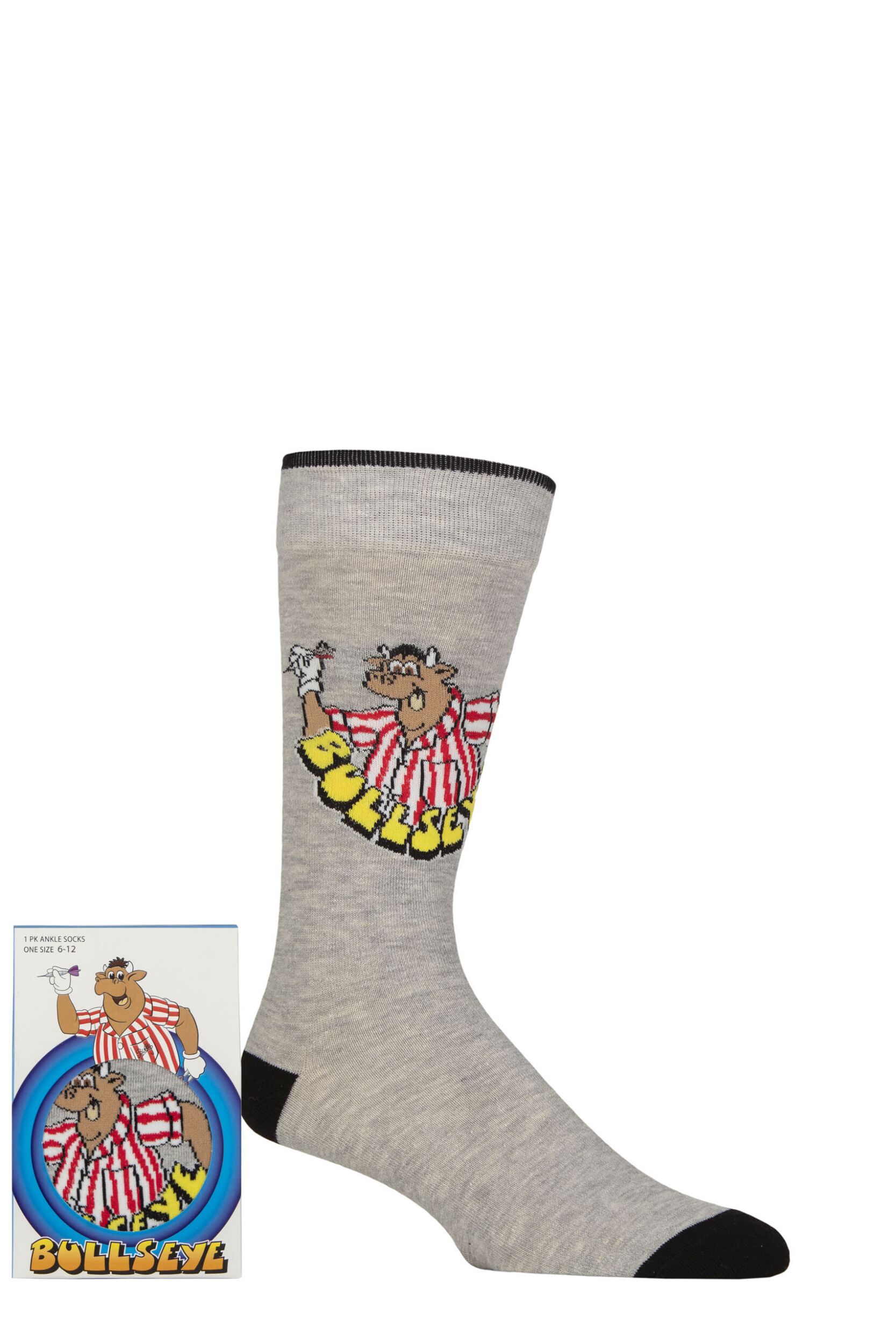 Mens 1 Pair SOCKSHOP Bullseye Gift Boxed Cotton Socks Multi 6-11 Mens