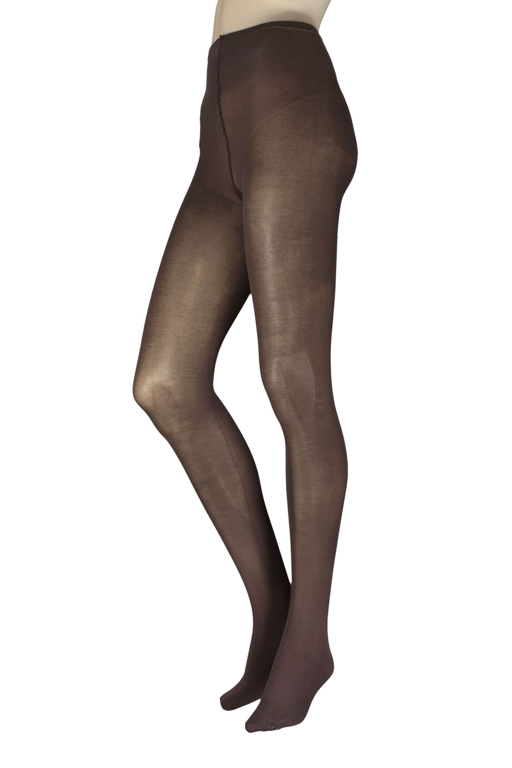 Women's 1 Pair Charnos Extra Fine Cotton Tights Chocolate Small/Medium