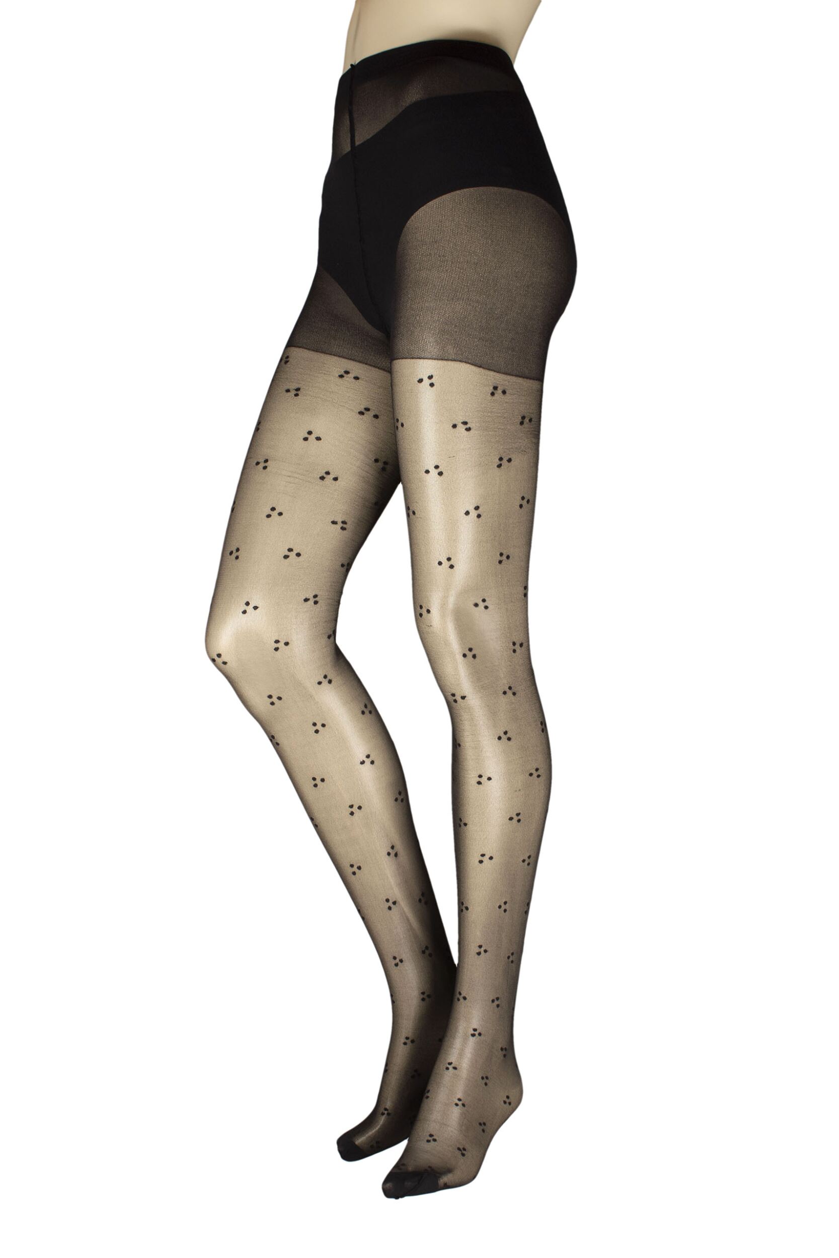 Women's 1 Pair Charnos Trio Spot Tights Black S/M