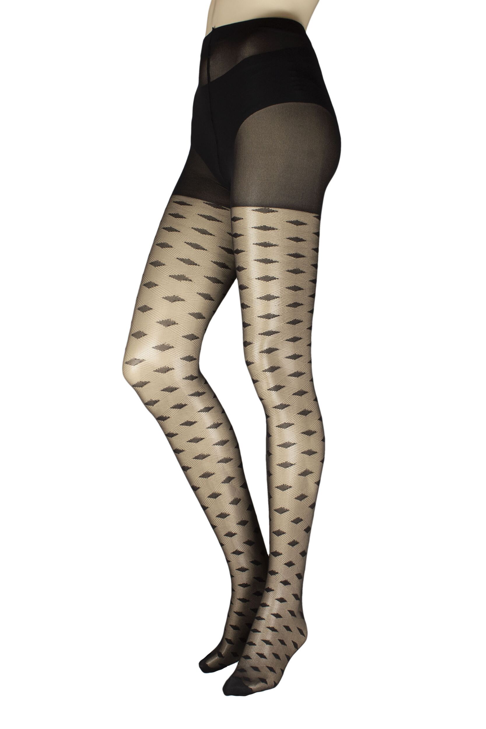 Women's 1 Pair Charnos Sheer Diamond Tights Black M/L
