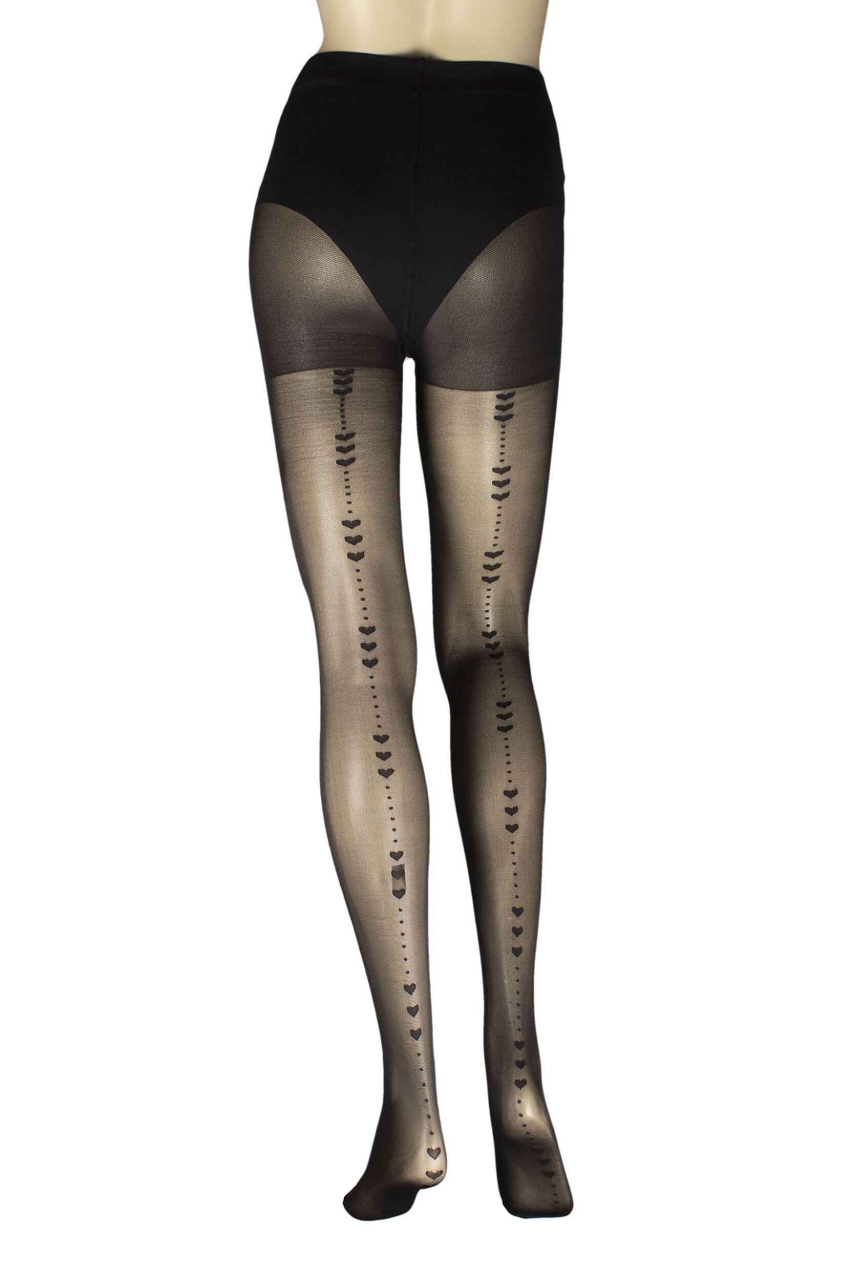 Women's 1 Pair Charnos Sheer Heart Backseam Tights Black S/M