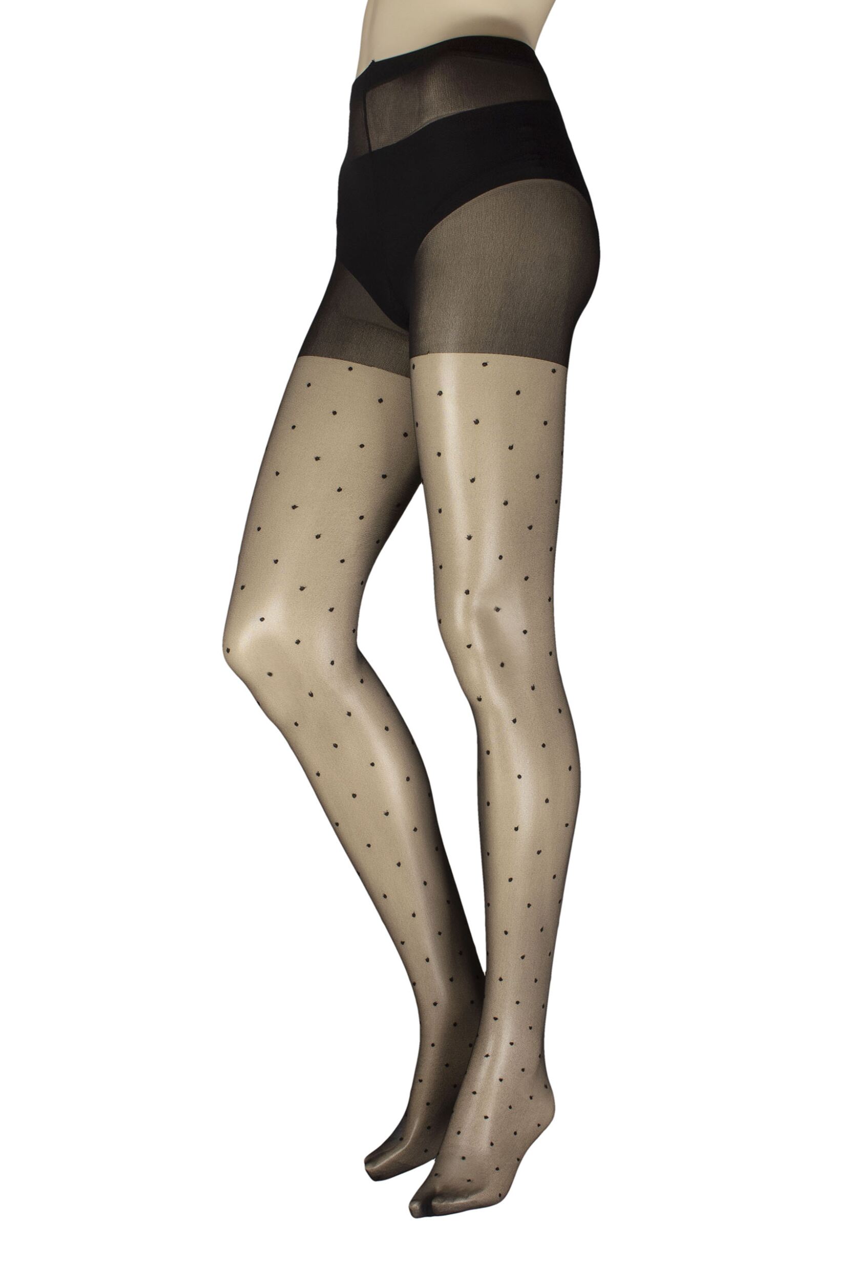 Womens 1 Pair Charnos Spotty Tights Black Medium/Large