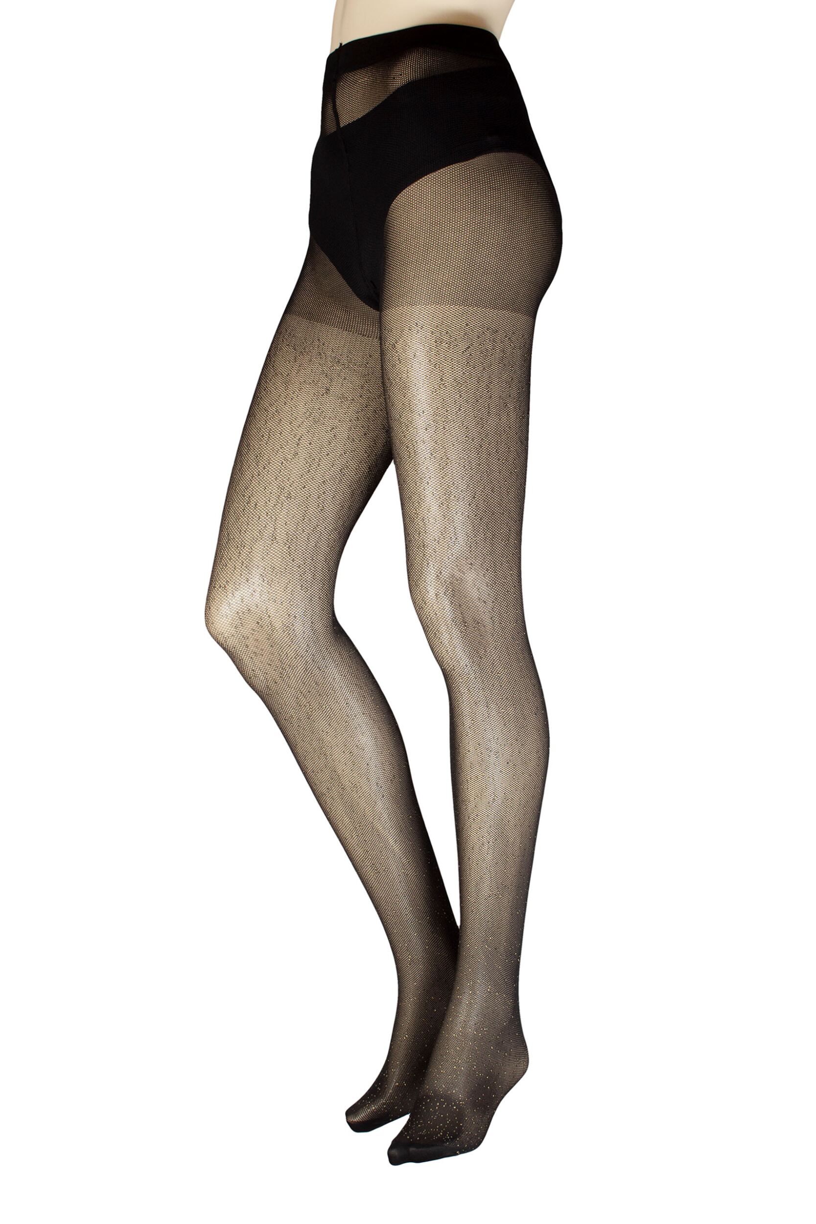 Ladies 1 Pair Charnos All Over Glitter Tights Black Small / Medium