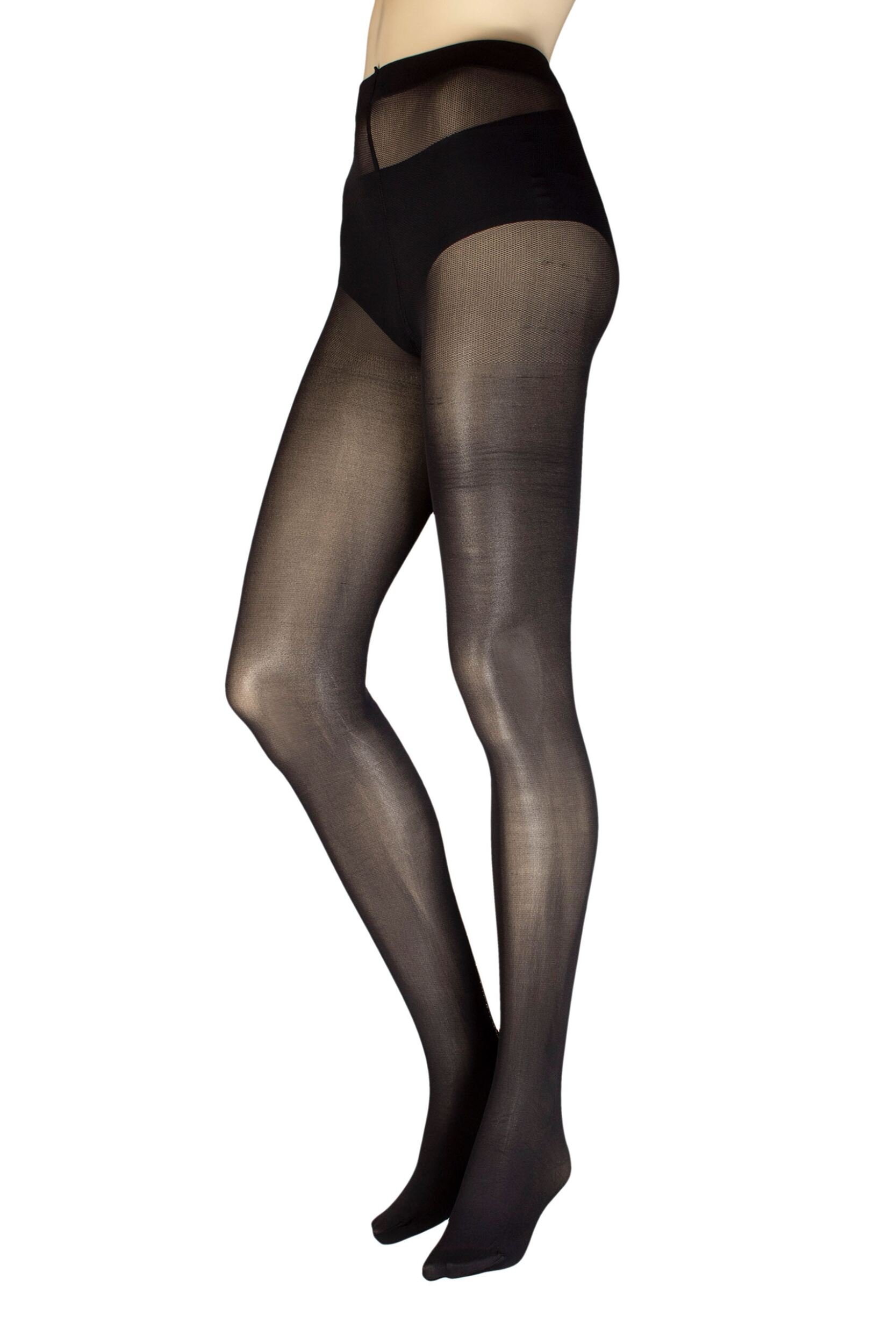 Women's 1 Pair Charnos Lurex Backseam Tights Black/Gold S-M