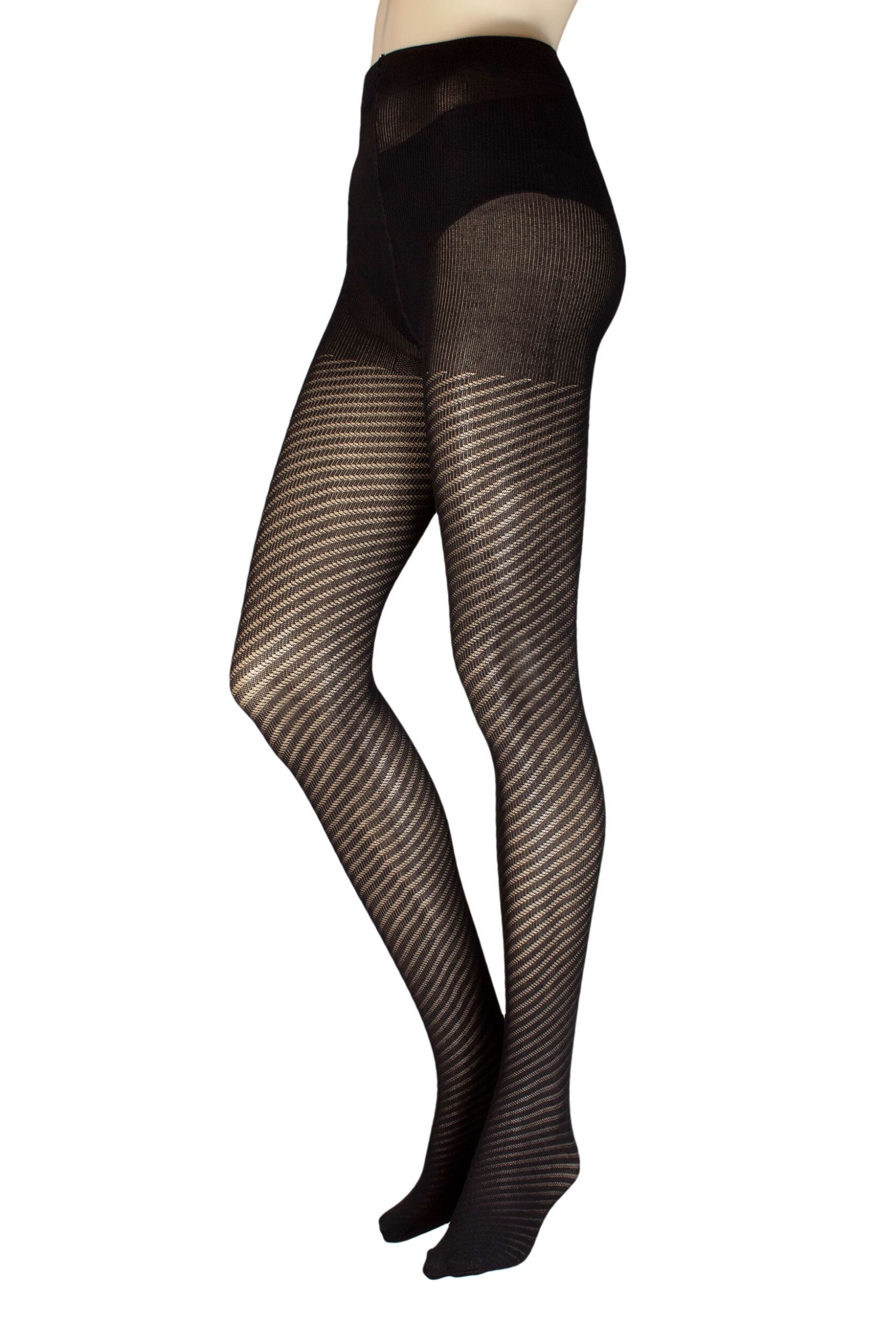 ladies 1 pair charnos spiral pelerine tights black m-l