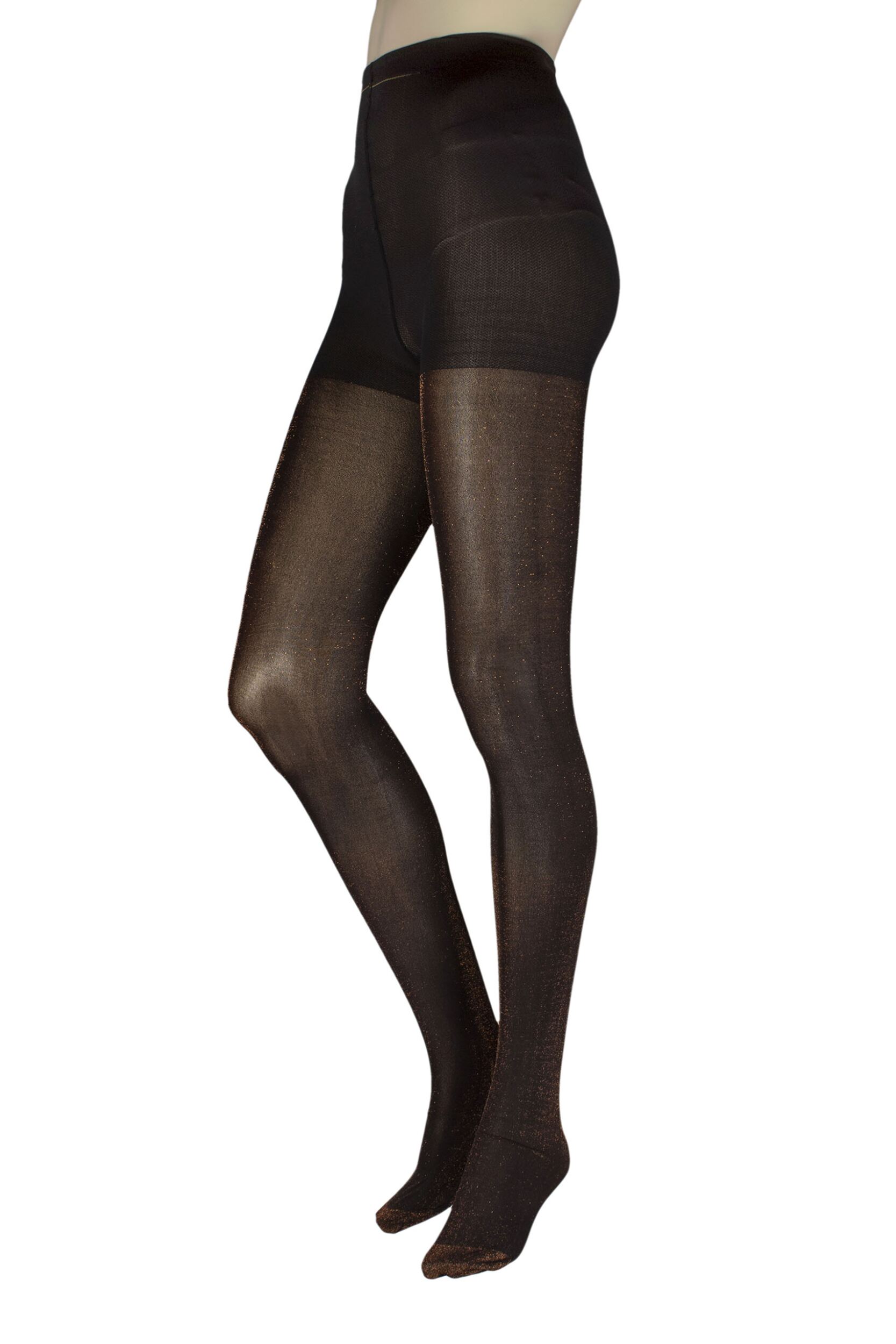 Women's 1 Pair Charnos All Over Sparkle Tights Black / Bronze M/L