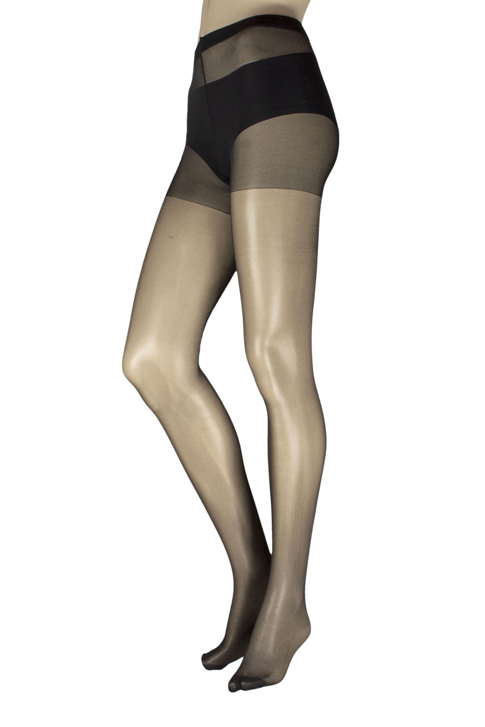 Women's 2 Pair Charnos 10 Denier 24/7 Gloss Tights Black L