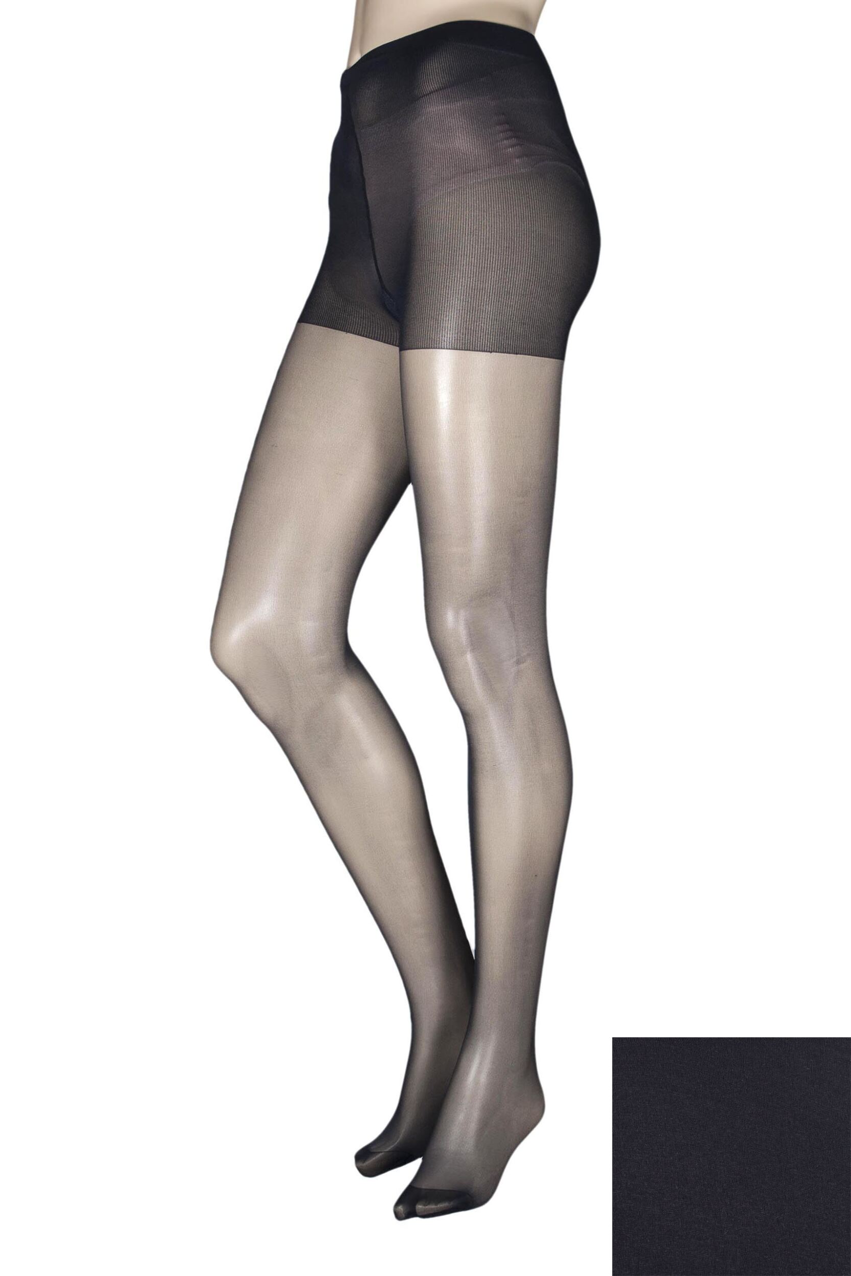 1 pair navy 10 denier run resist tights ladies large - charnos