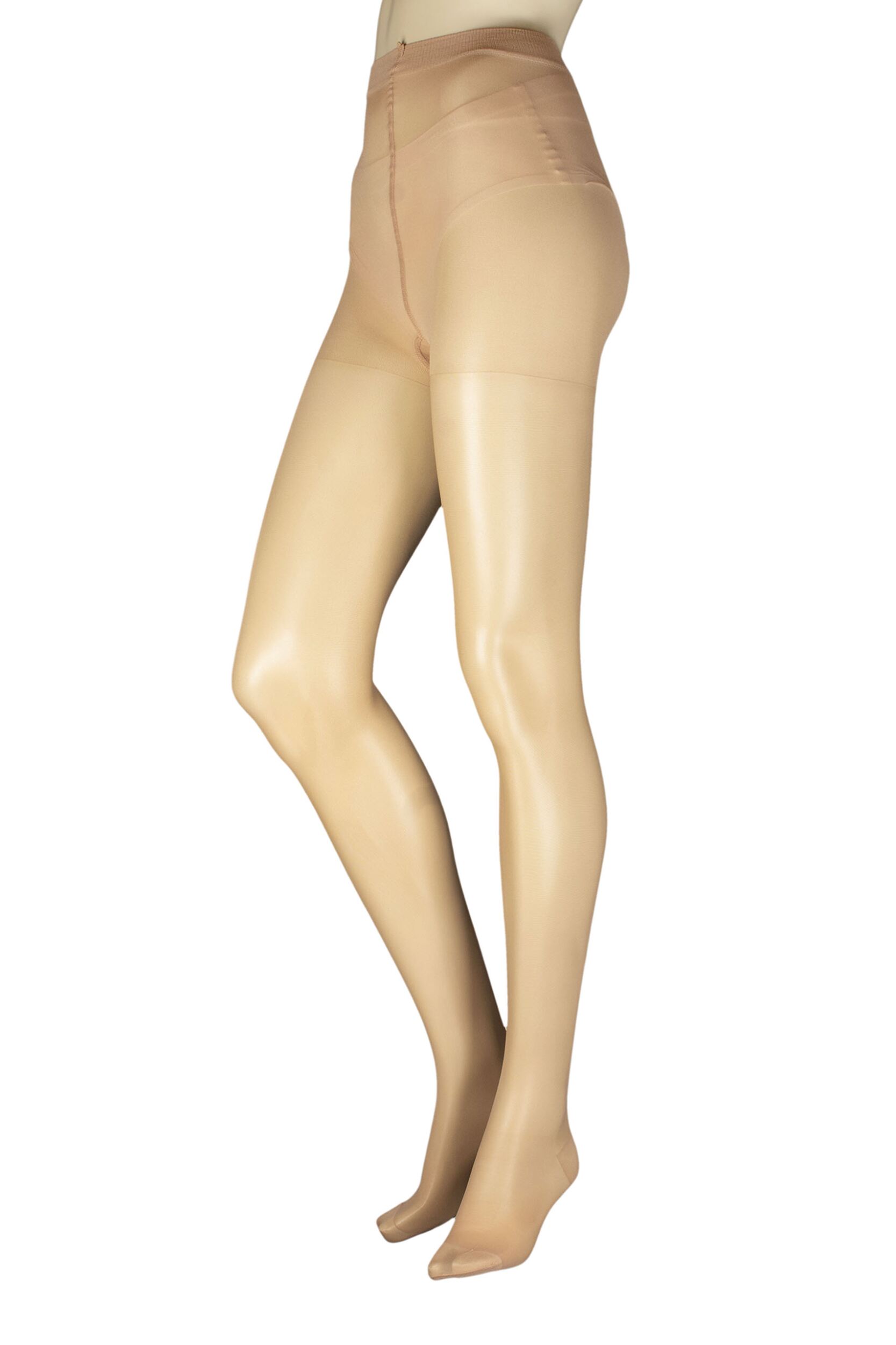 Women's 1 Pair Charnos 15 Denier Energising Medium Support Compression Tights Natural M