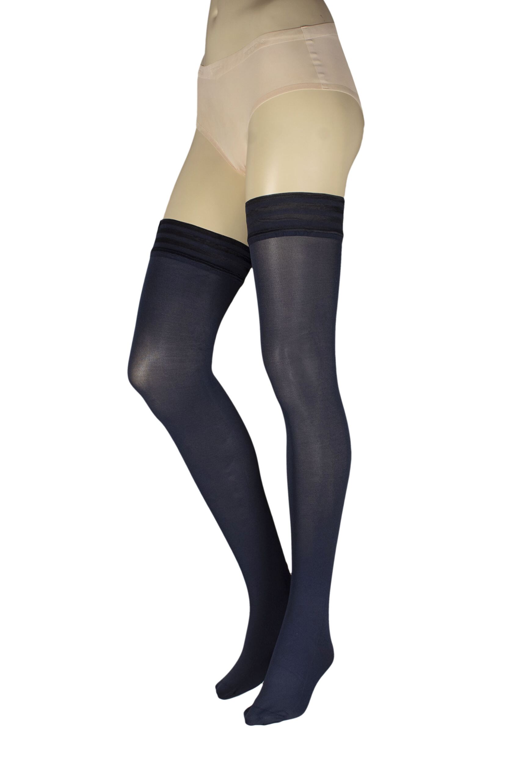 Ladies 1 Pair Charnos 60 Denier Hold Ups Navy S