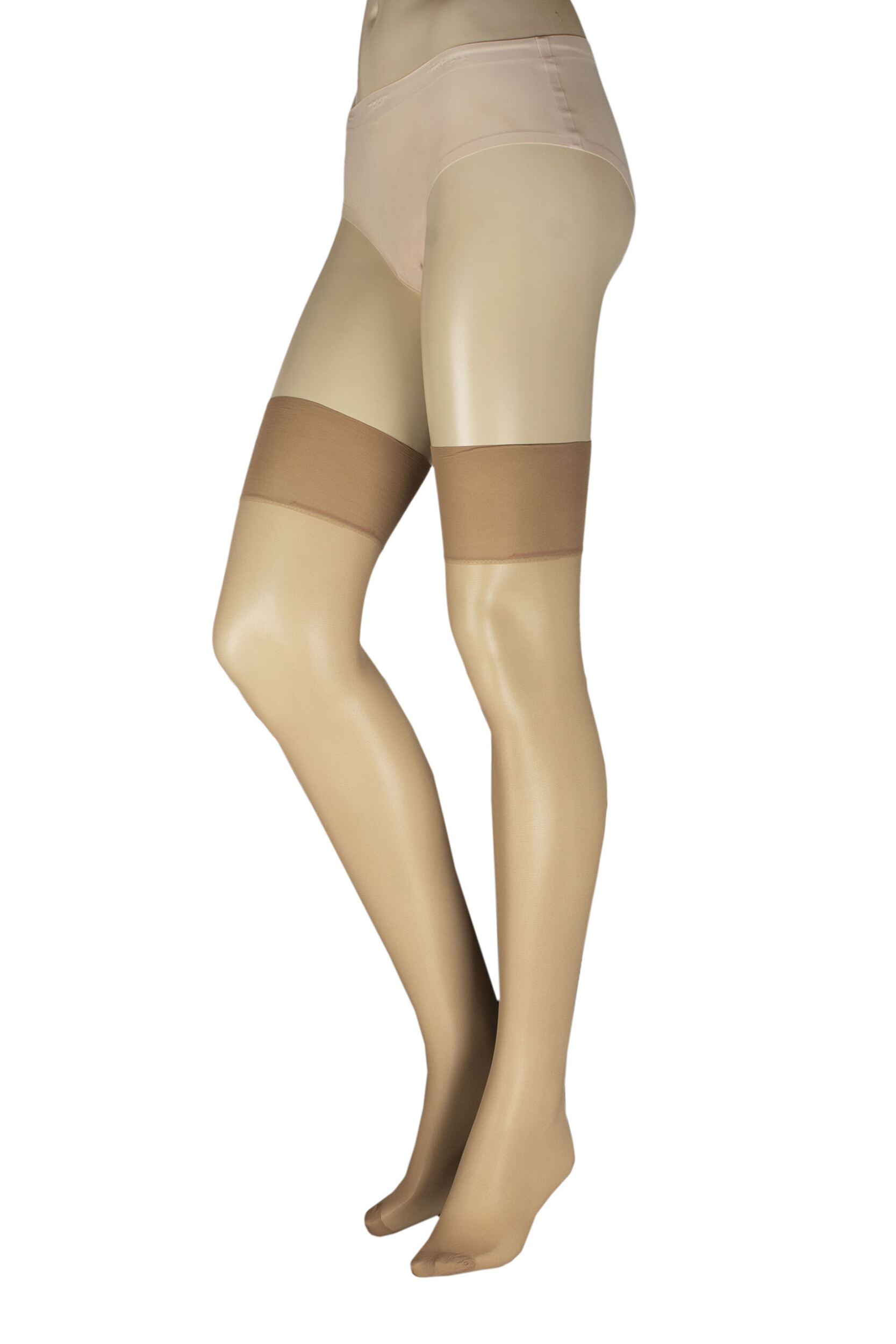 Women’s 2 Pair 24/7 Charnos 15 Denier Stocking Champagne S