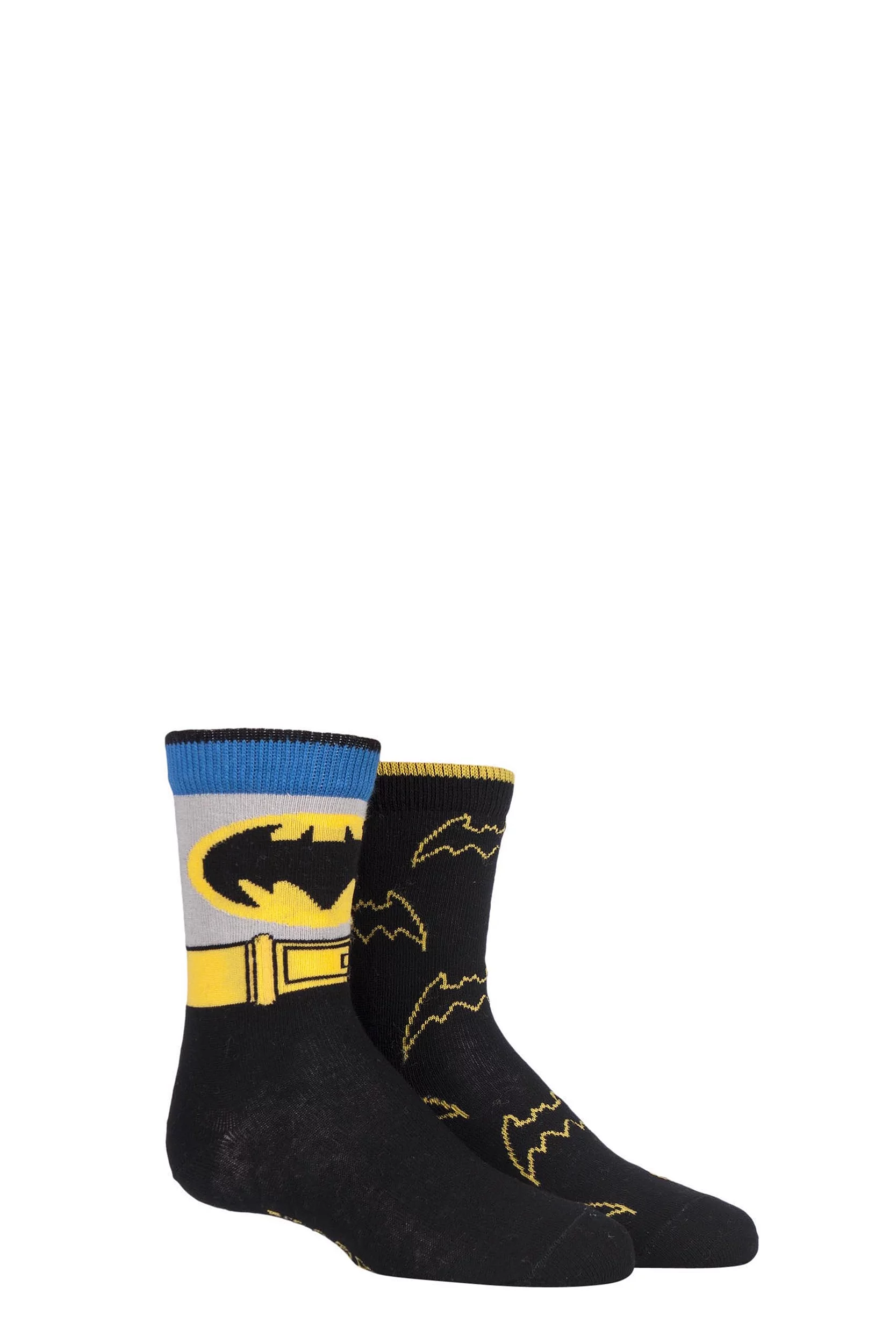 2 Pair Assorted DC Comics Mix Batman Socks Boys 9-12 Kids (4-7 Years) - Film & TV Characters