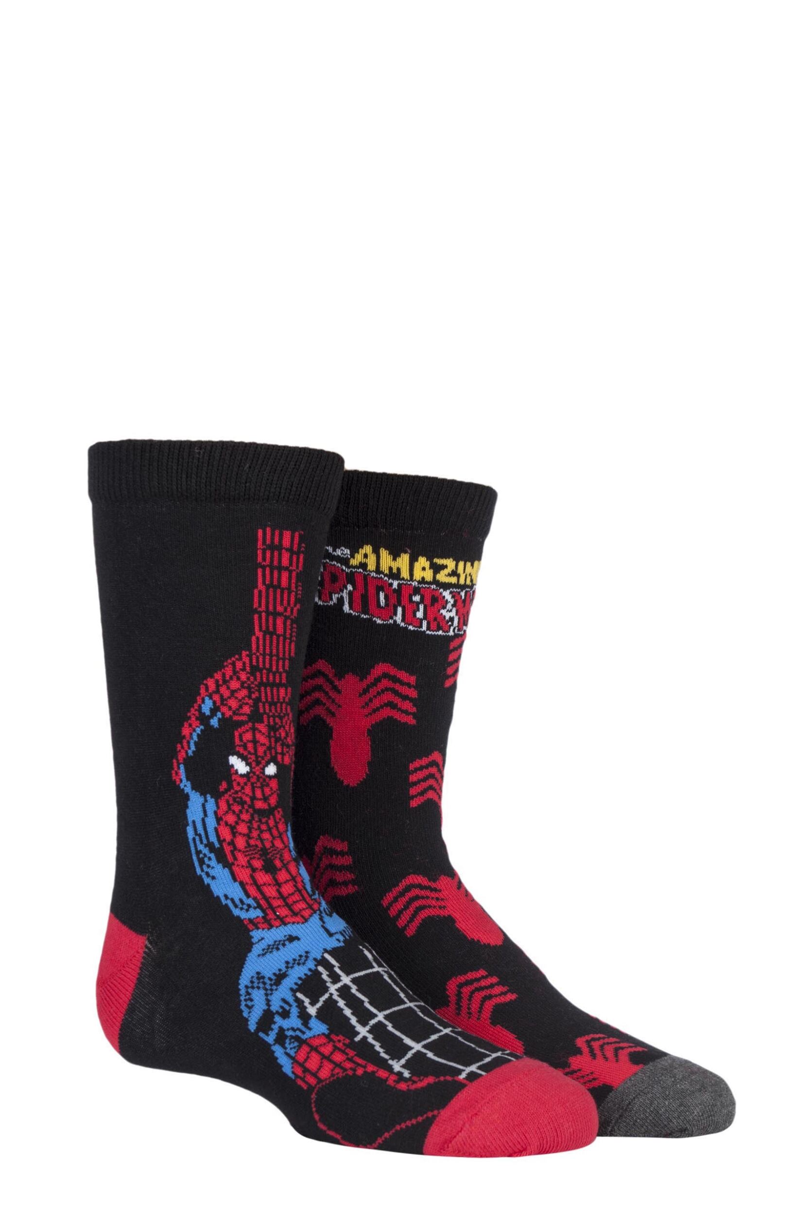 2 Pair Assorted Marvel The Amazing Spider-Man Cotton Socks Kids Unisex 12.5-3.5 Kids (8-12 Years) - Film & TV Characters