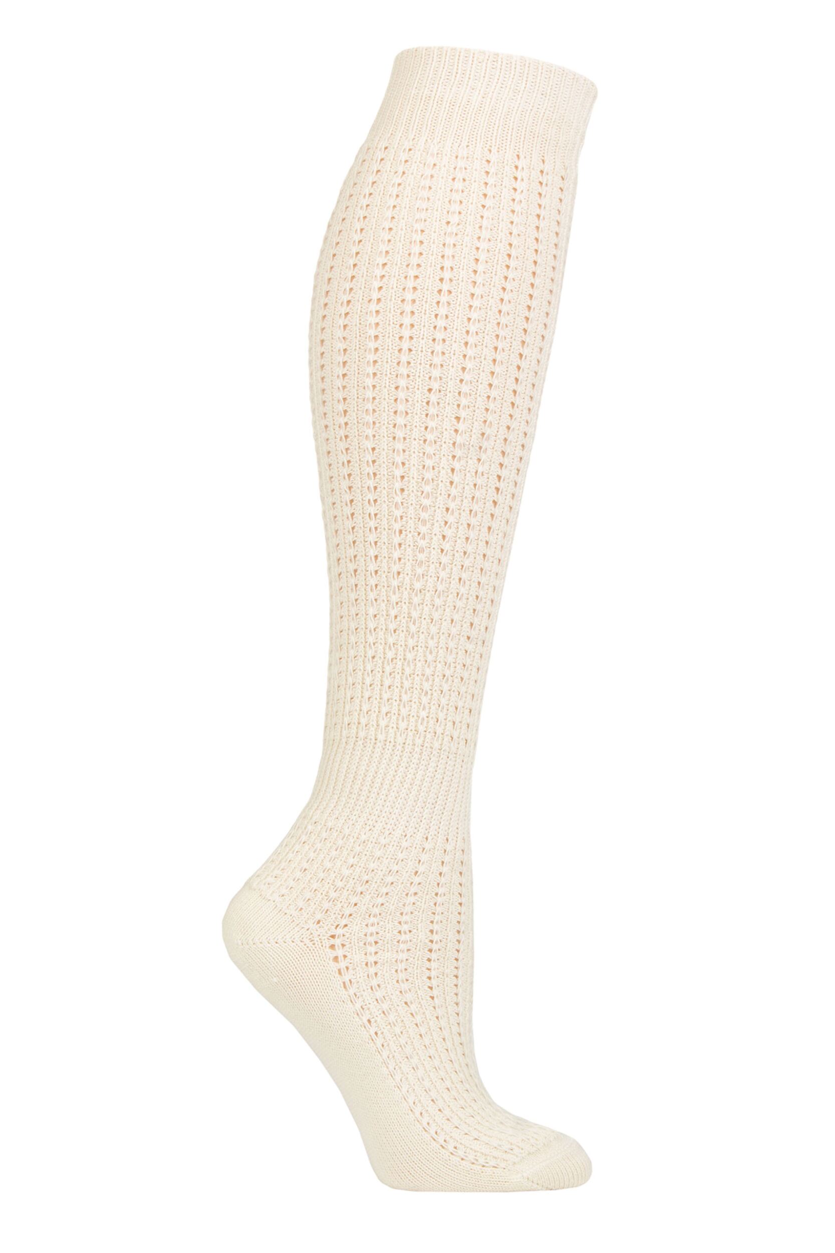 Women's 1 Pair Charnos Slouchy Pelerine Boot Socks Cream One Size