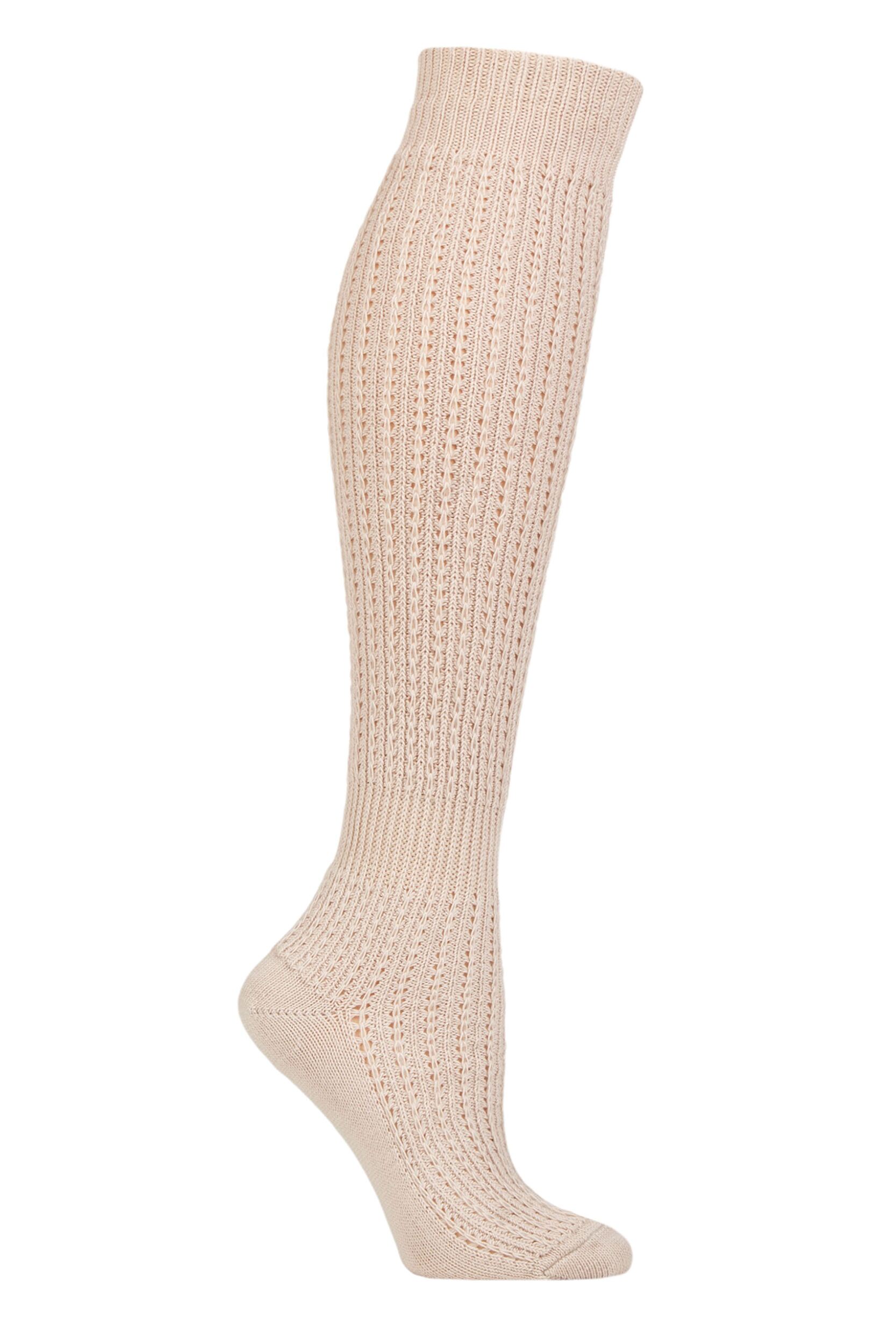 Women's 1 Pair Charnos Slouchy Pelerine Boot Socks Beige One Size